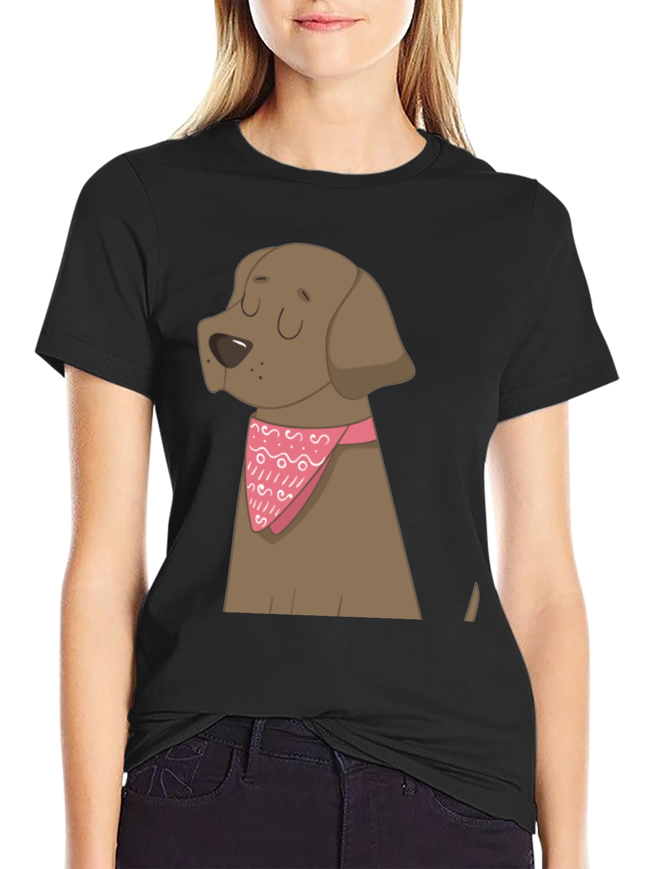 Black Dog Graphic T-Shirt, Black Cotton Blend view 2