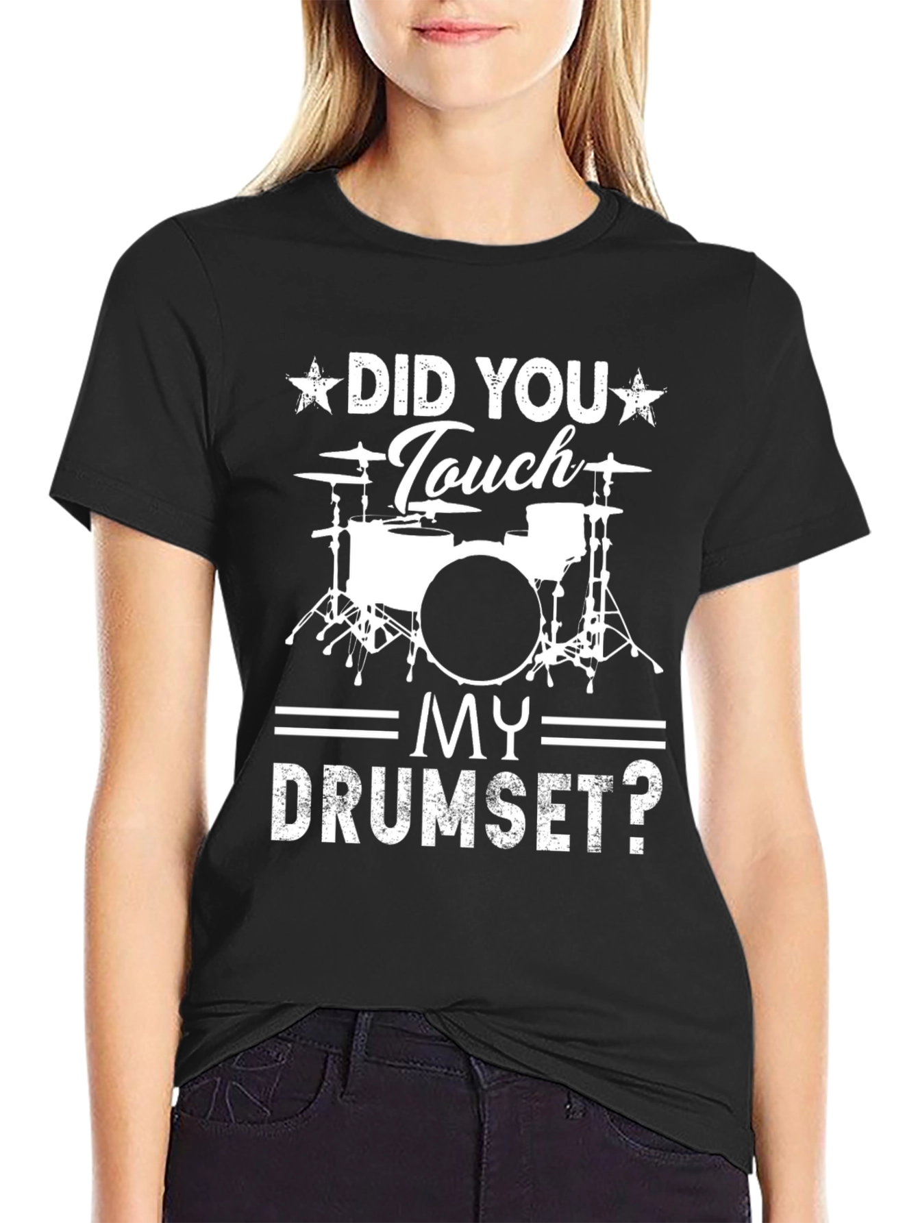 Black Did You Touch My Drumset? Graphic Tee view 2