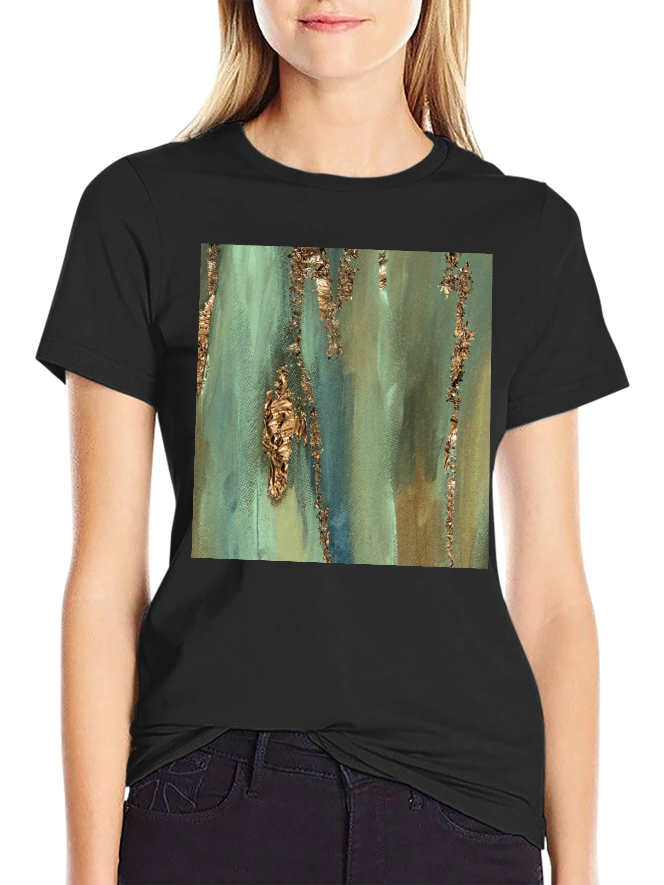 Black Abstract Art Print Tee - Stylish and Unique Design view 2