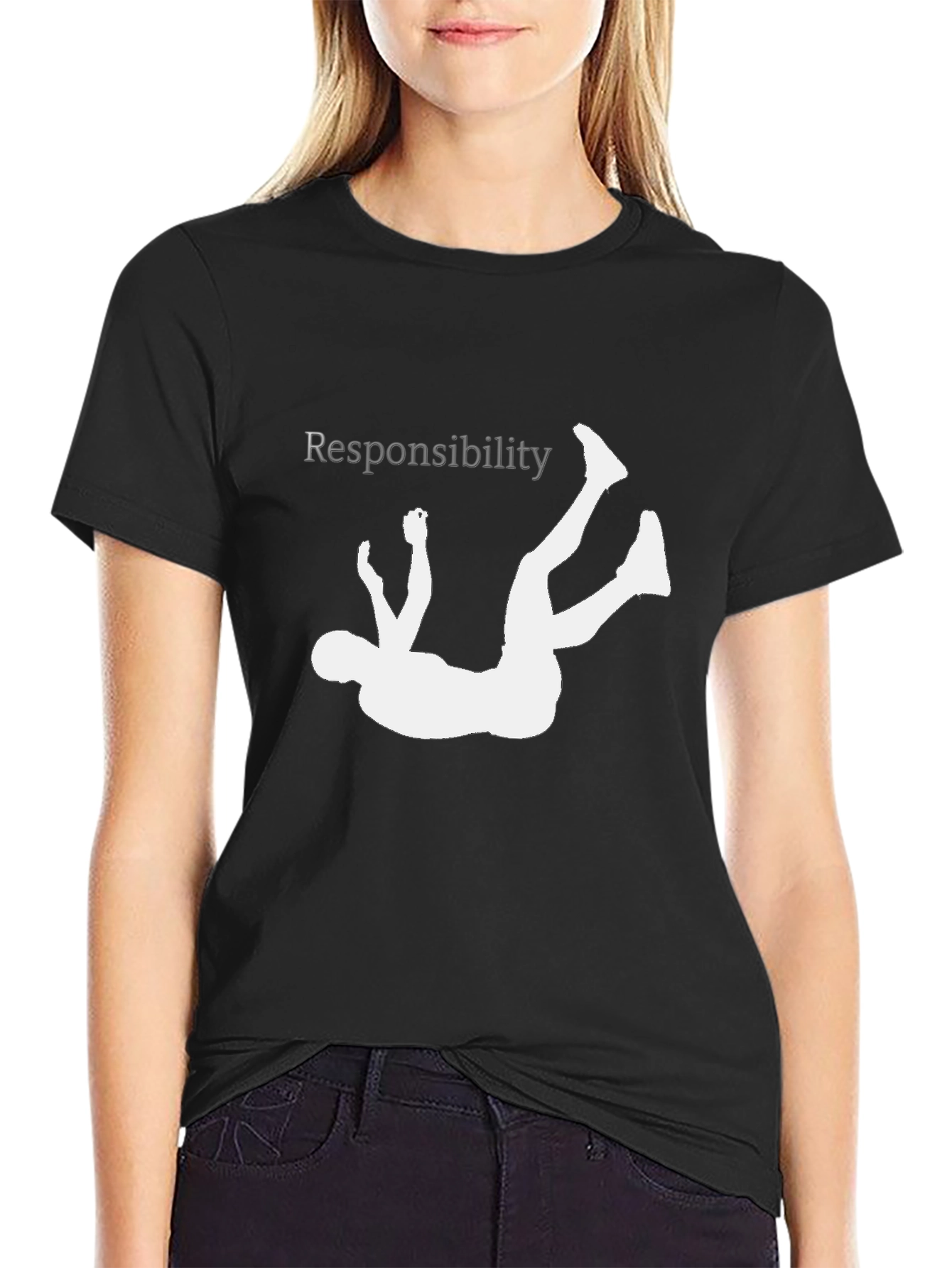 Black Responsibility Falling T-Shirt - Black view 2