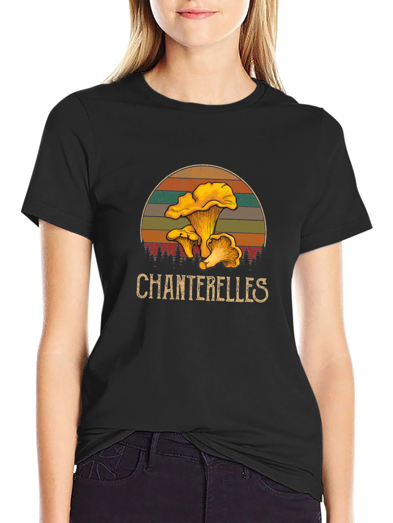 Black Chanterelle Mushroom Graphic T-Shirt view 2