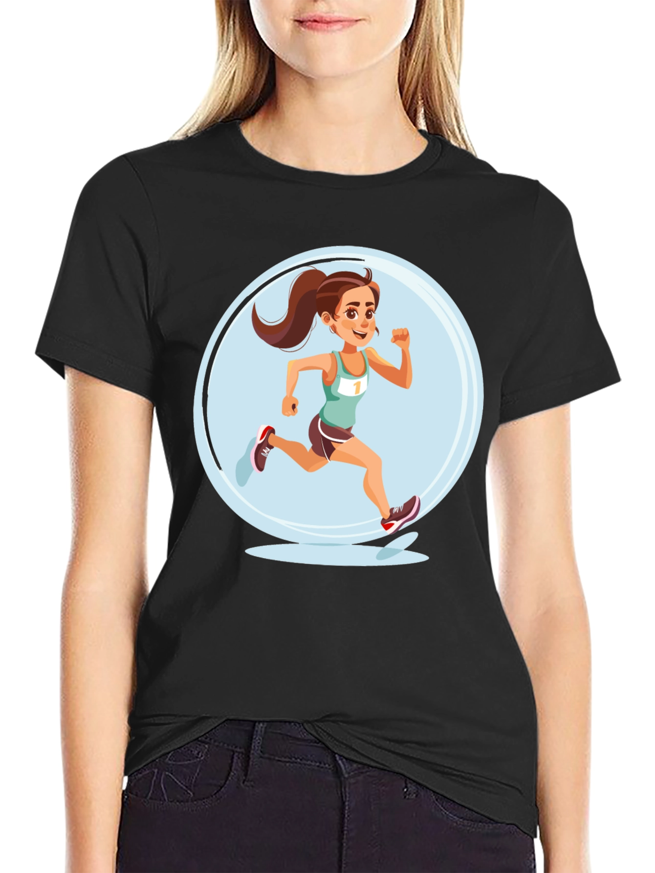 Black Running Girl Graphic Tee view 2