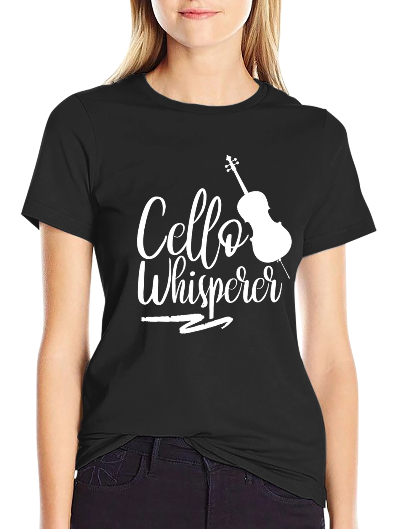 Black Cello Whisperer Graphic T-Shirt for Music Lovers view 2