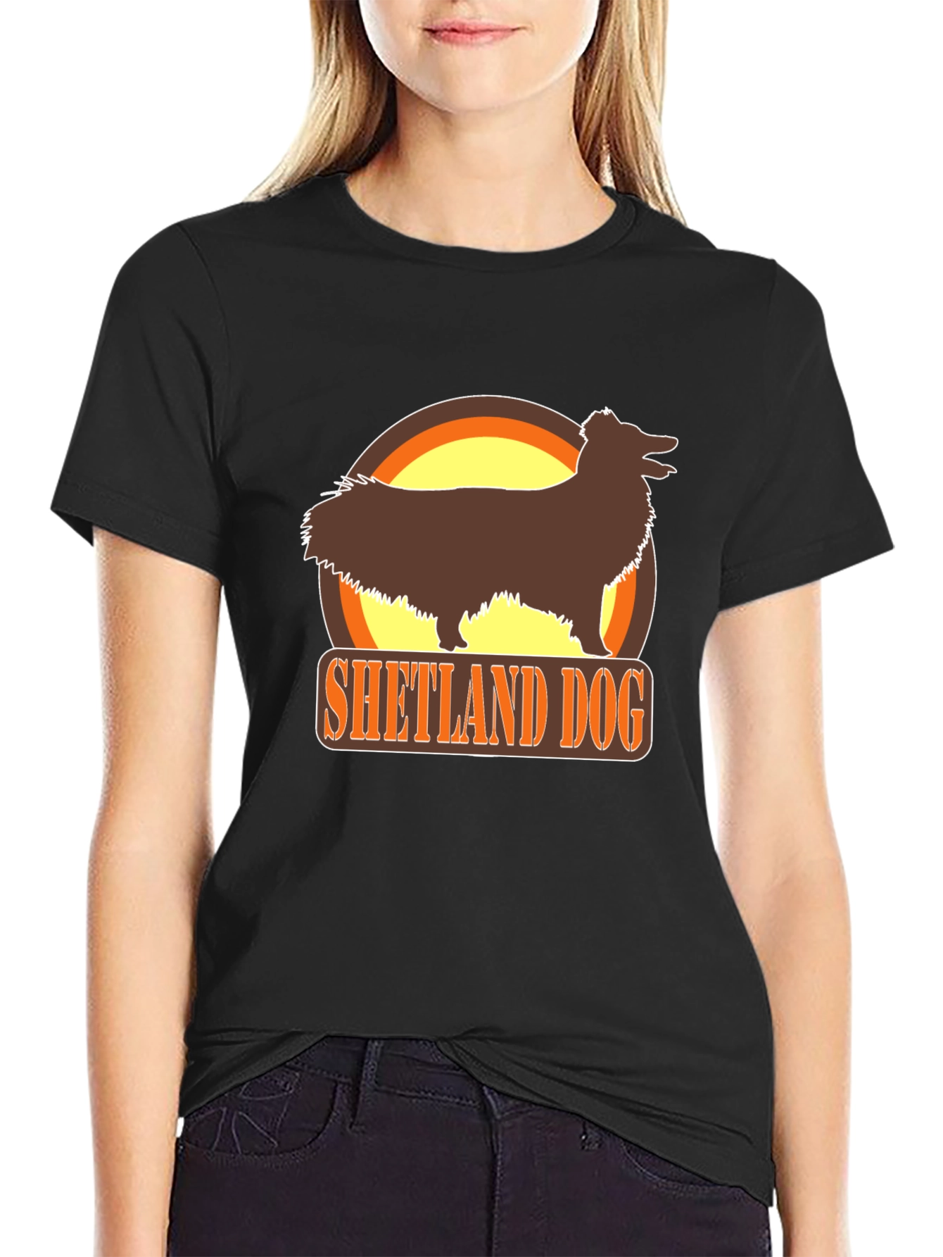 Black Shetland Dog Black T-Shirt view 2