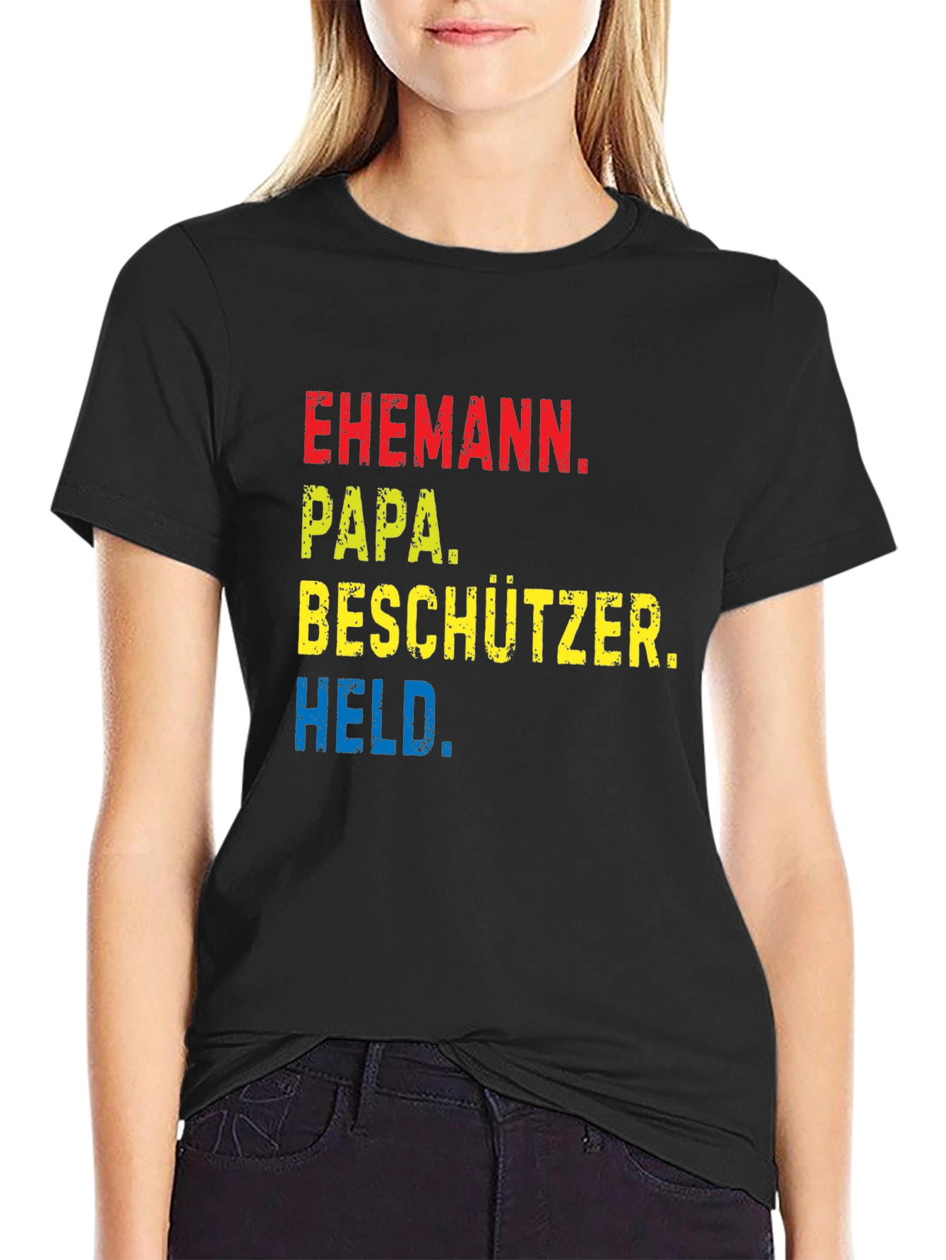 Black Ehemann Papa Beschützer Held Black T-Shirt view 2