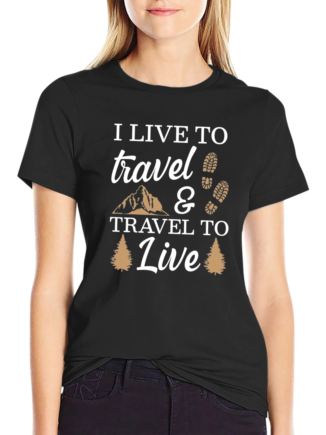 Black I Live to Travel Graphic T-Shirt - Adventure Ready! view 2