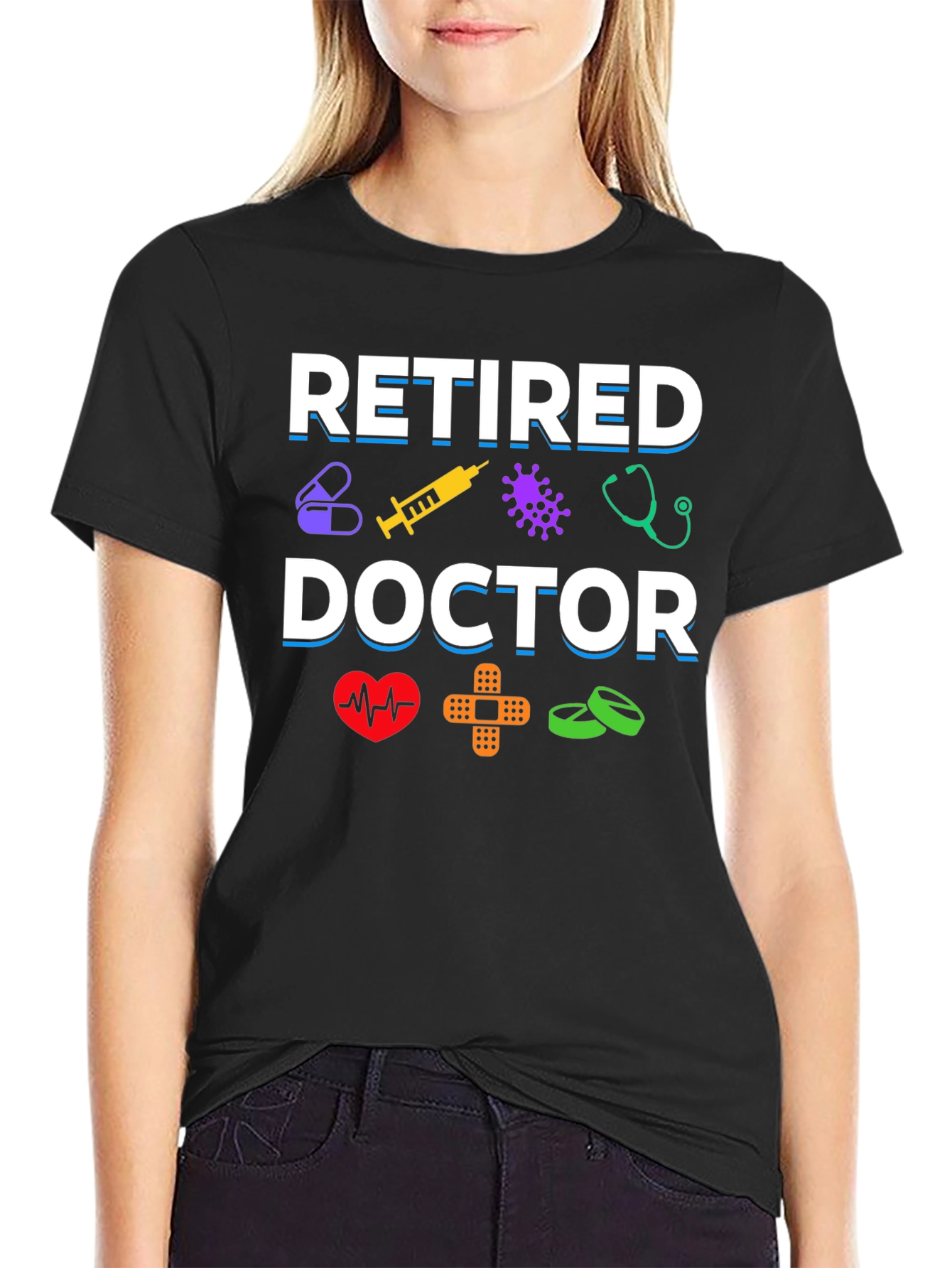 Black Retired Doctor Graphic T-Shirt view 2