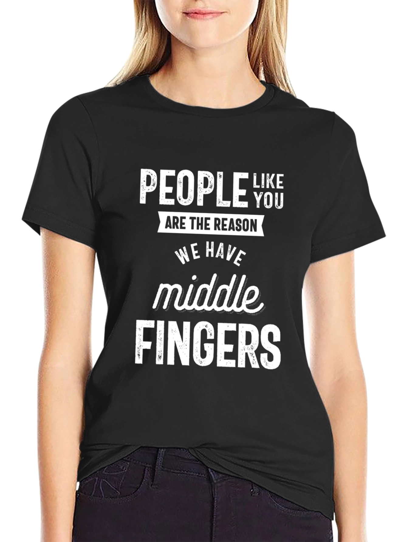 Black People Like You Middle Fingers Graphic Tee - Black view 2