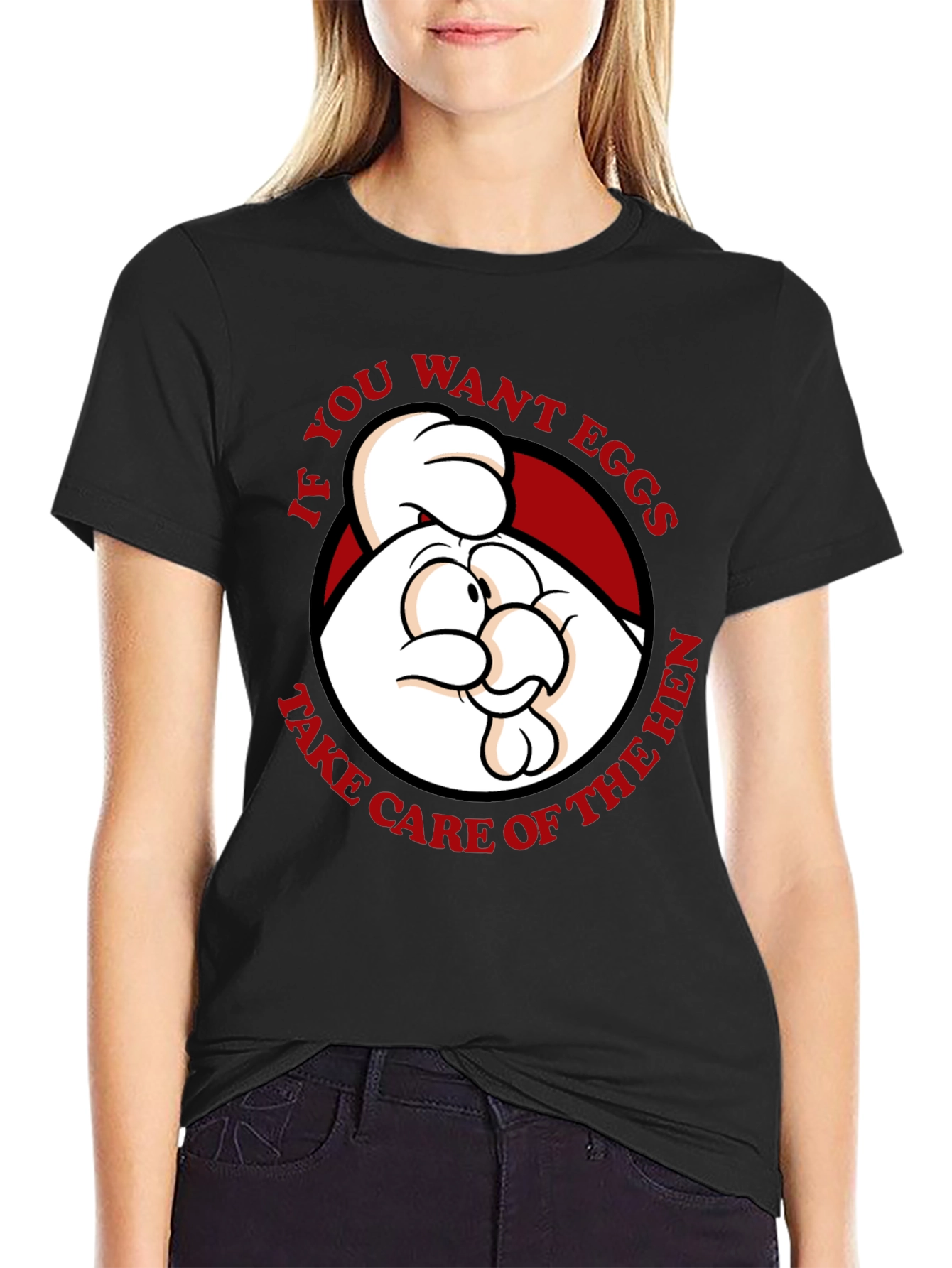 Black Funny Chicken Graphic T-Shirt - If You Want Eggs... view 2