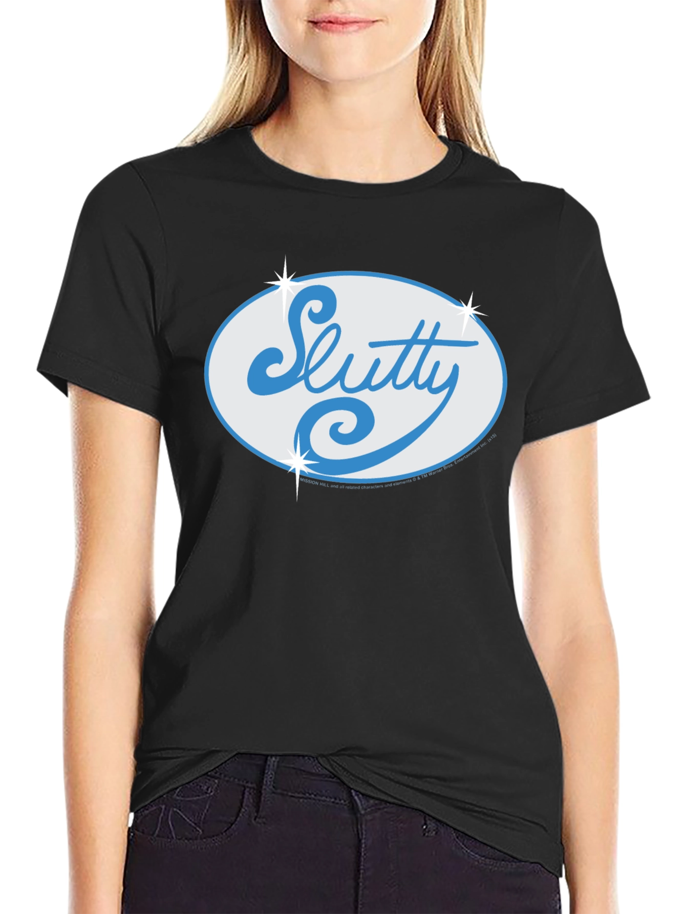Black Slutty Script Logo Black T-Shirt view 2