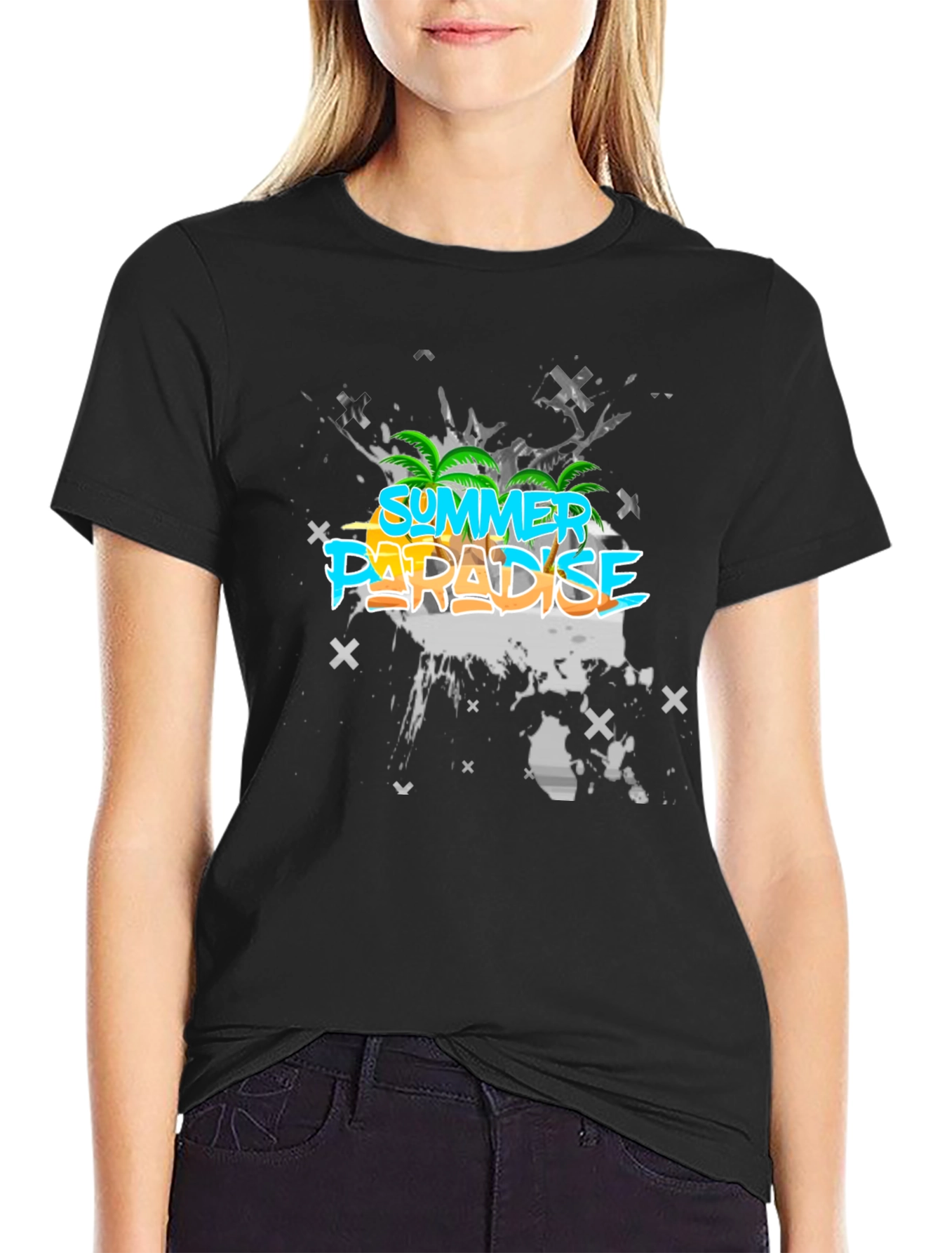 Black Summer Paradise Graphic T-Shirt view 2
