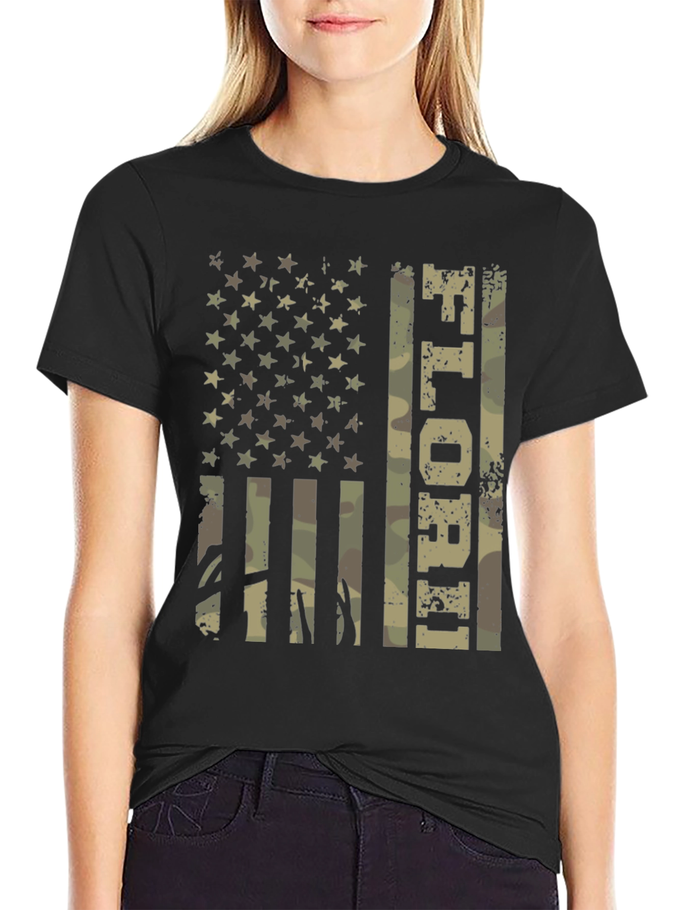 Black Patriotic Camo 'LIBORI' Graphic Tee view 2