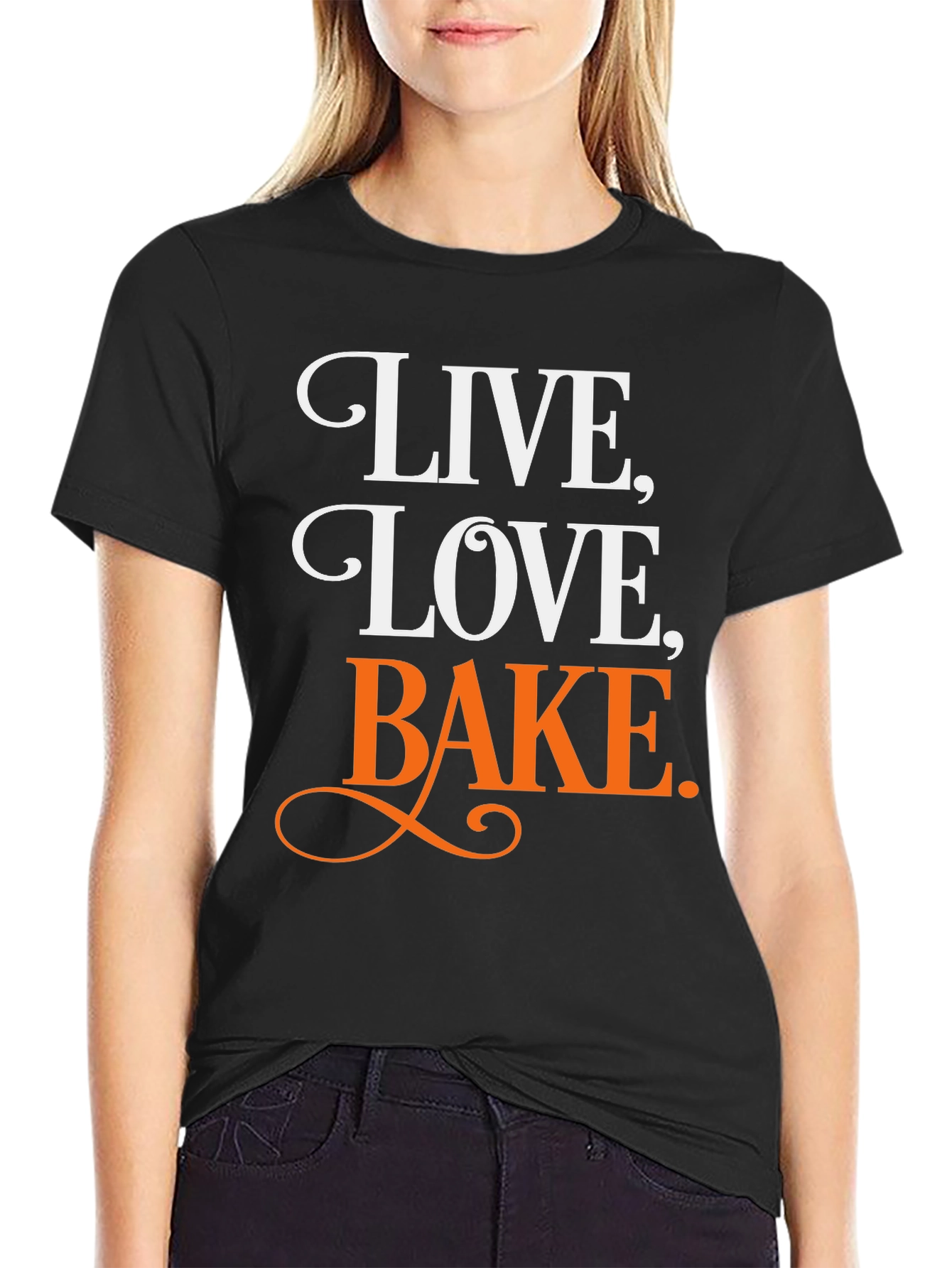 Black Live, Love, Bake T-Shirt view 2
