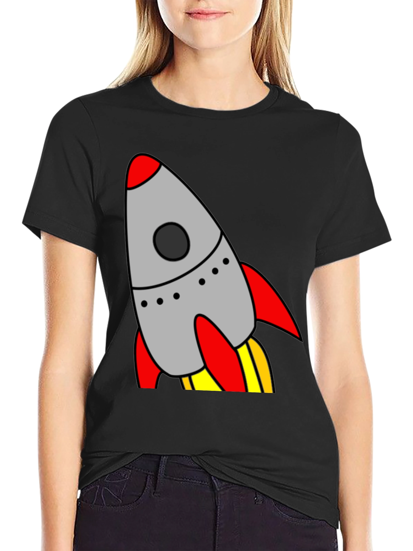 Black Rocket Launch T-Shirt - Cool Graphic Tee view 2