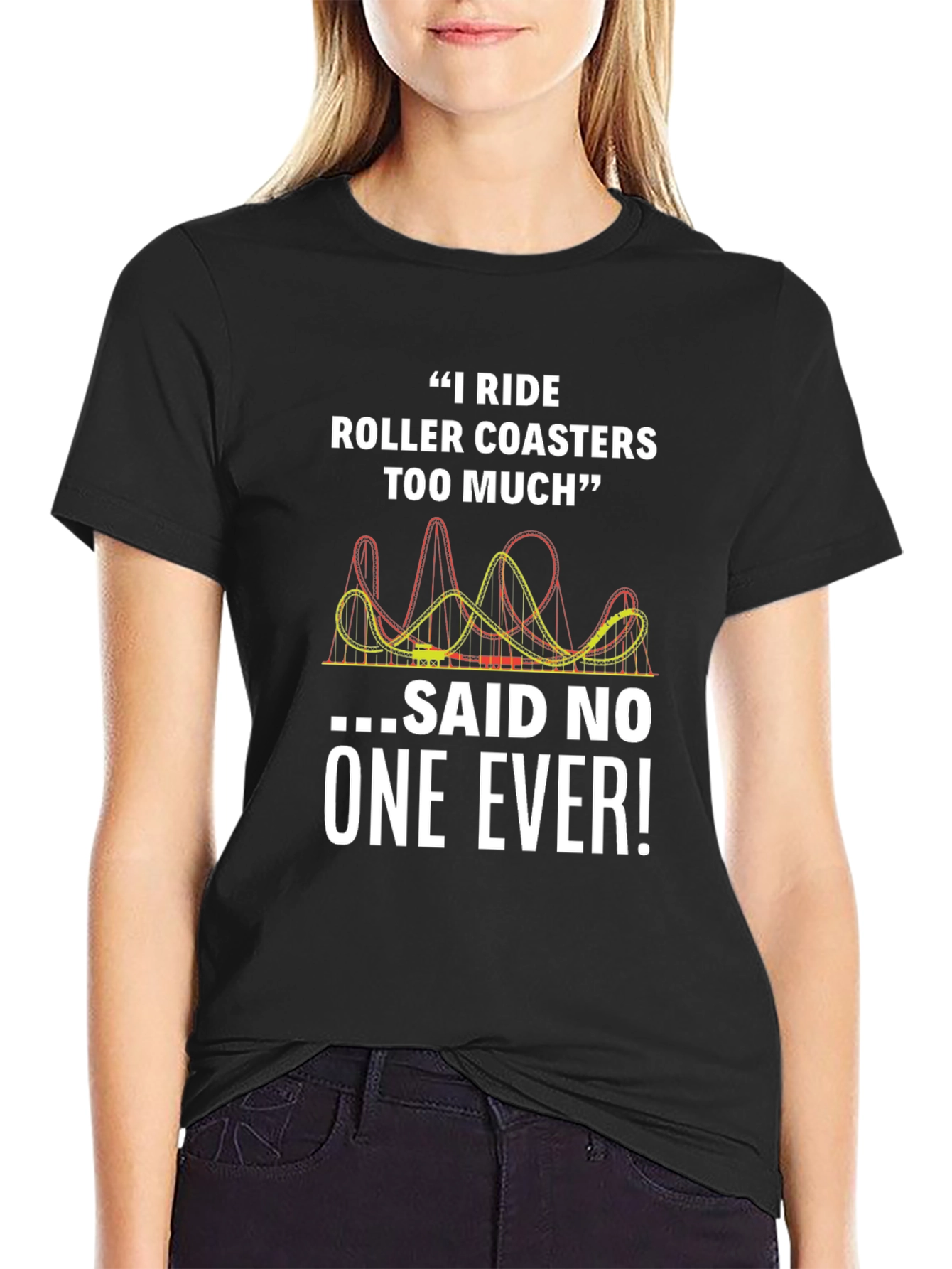 Black Funny Roller Coaster T-Shirt - Rides Too Much view 2
