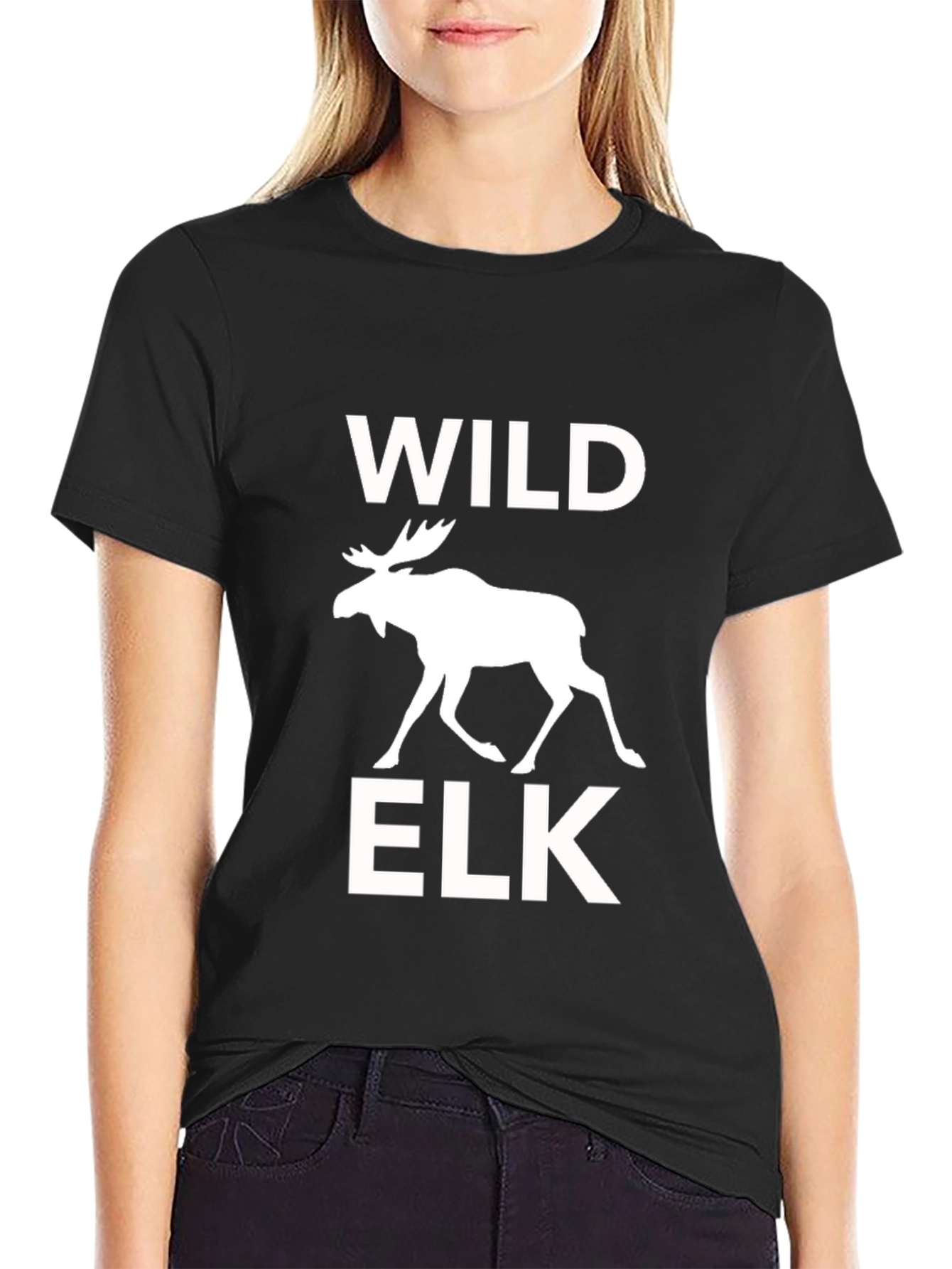 Black Wild Elk T-Shirt - Cool Nature Graphic Tee view 2