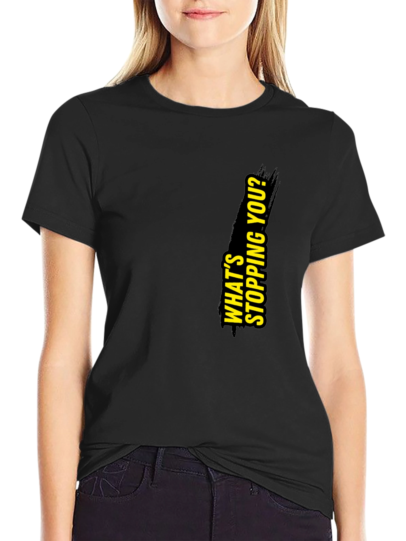 Black Motivational Black Graphic T-Shirt view 2