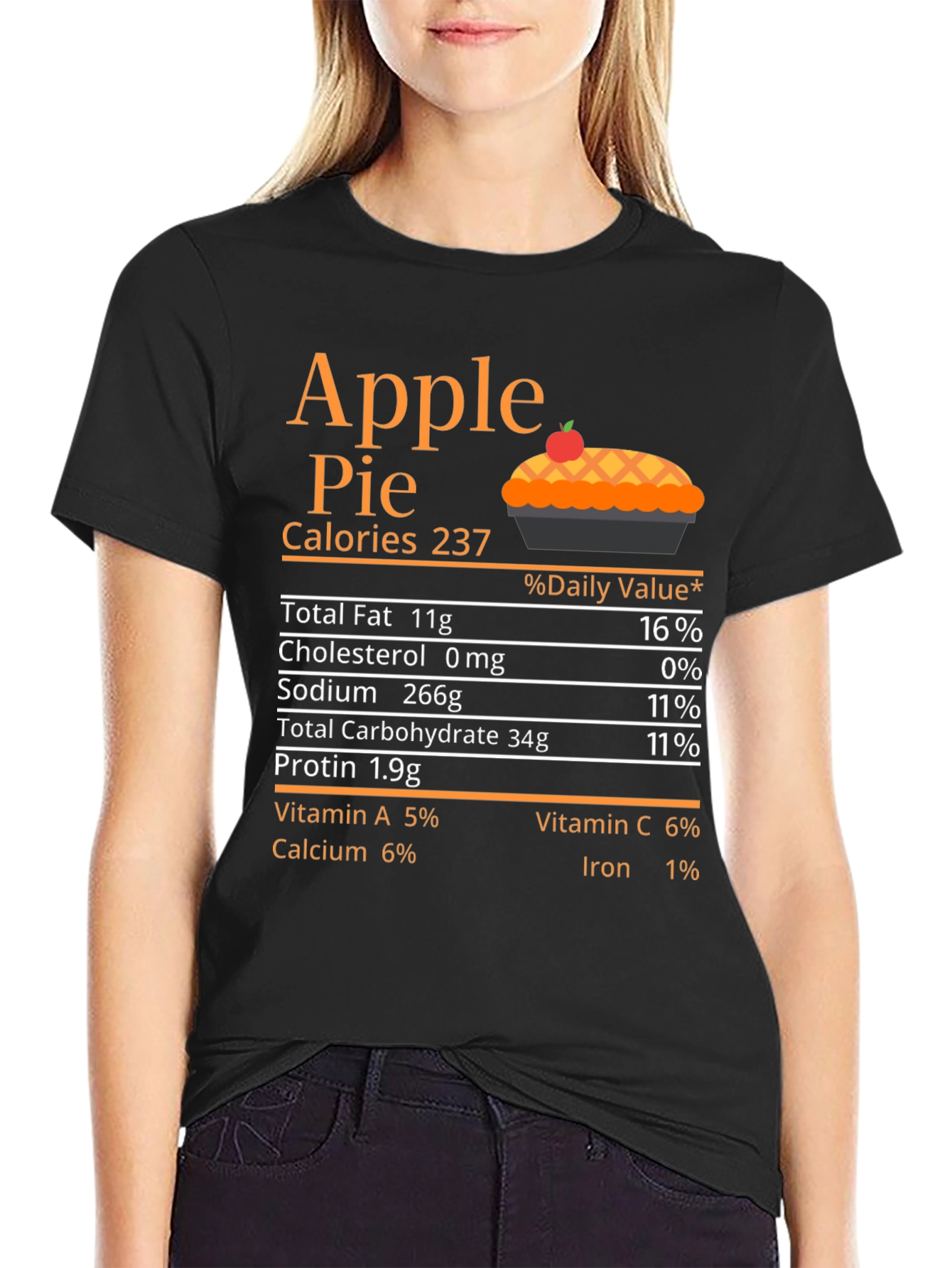 Black Apple Pie Nutrition Facts T-Shirt view 2