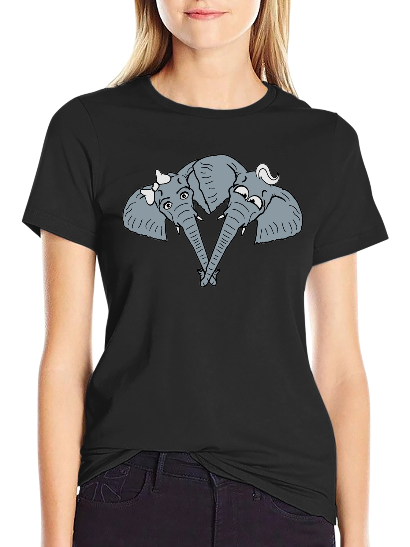 Black Elephant Heart Trunk T-Shirt view 2
