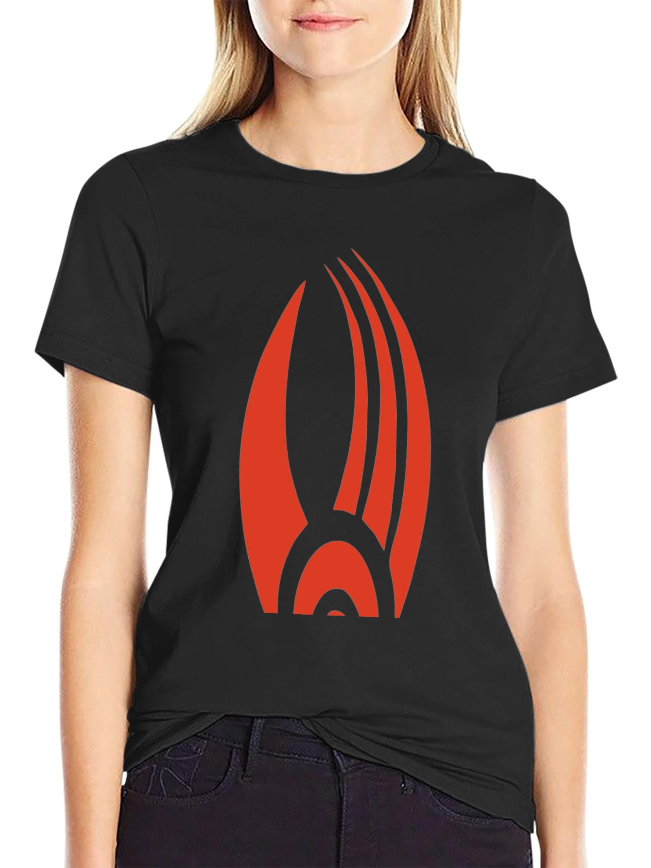 Black Bold Red Emblem Black T-Shirt: Striking Graphic Tee view 2