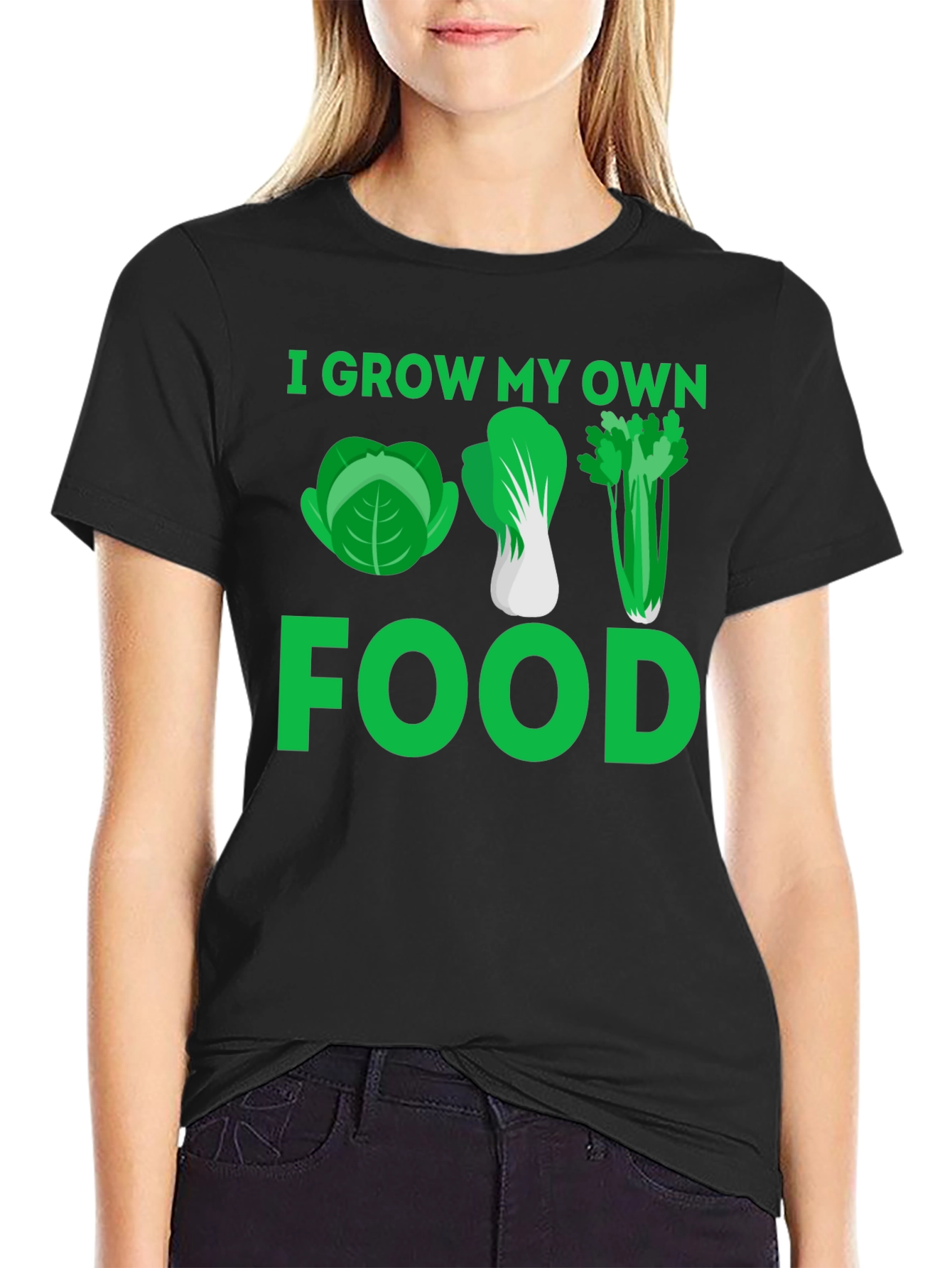 Black I Grow My Own Food T-Shirt - Gardening Tee view 2