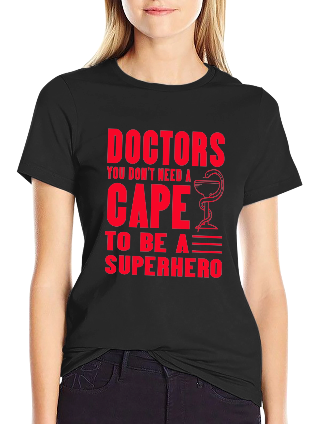 Black Doctors Superhero Graphic Tee - Black Cotton T-Shirt view 2