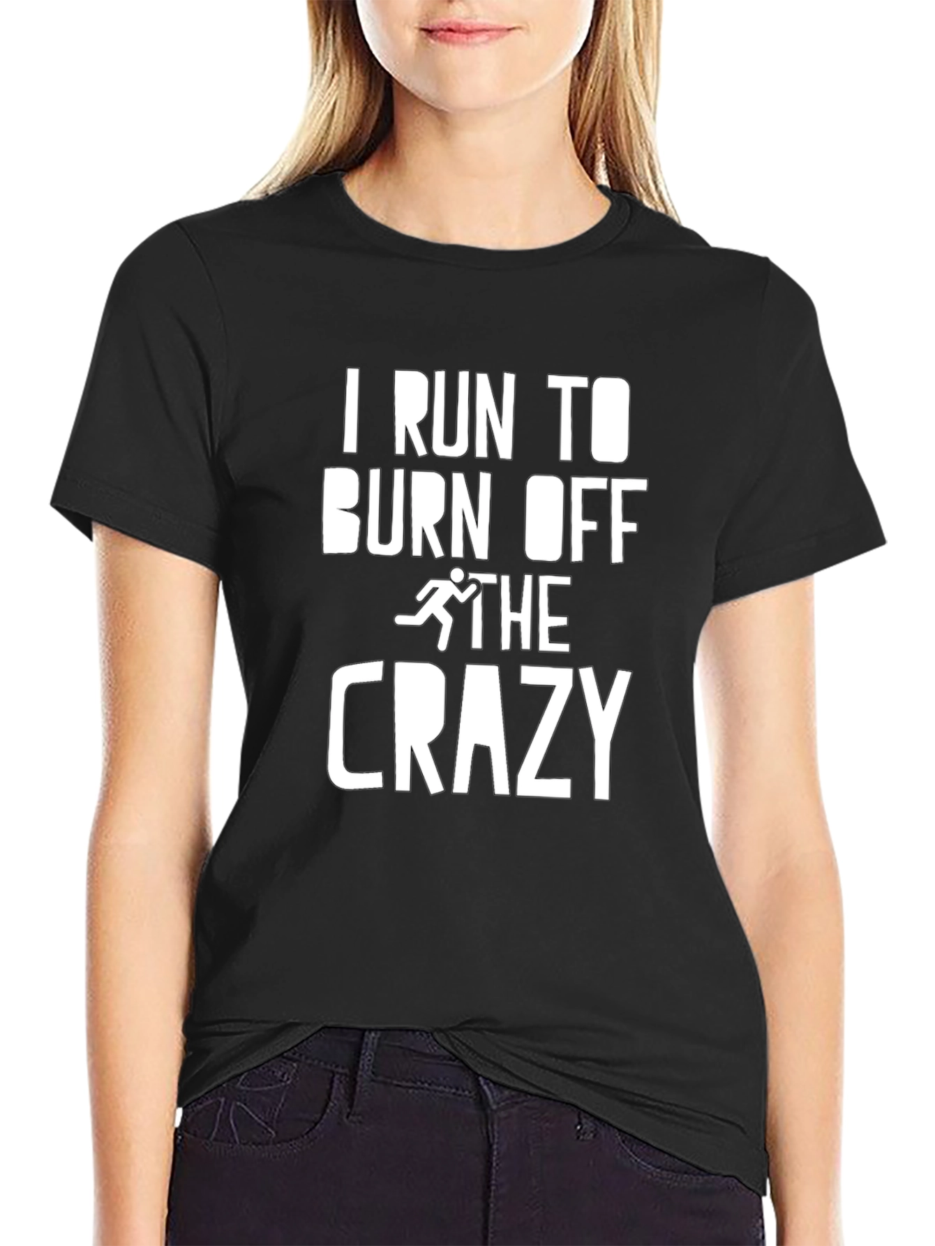 Black I Run To Burn Off The Crazy Graphic Tee view 2