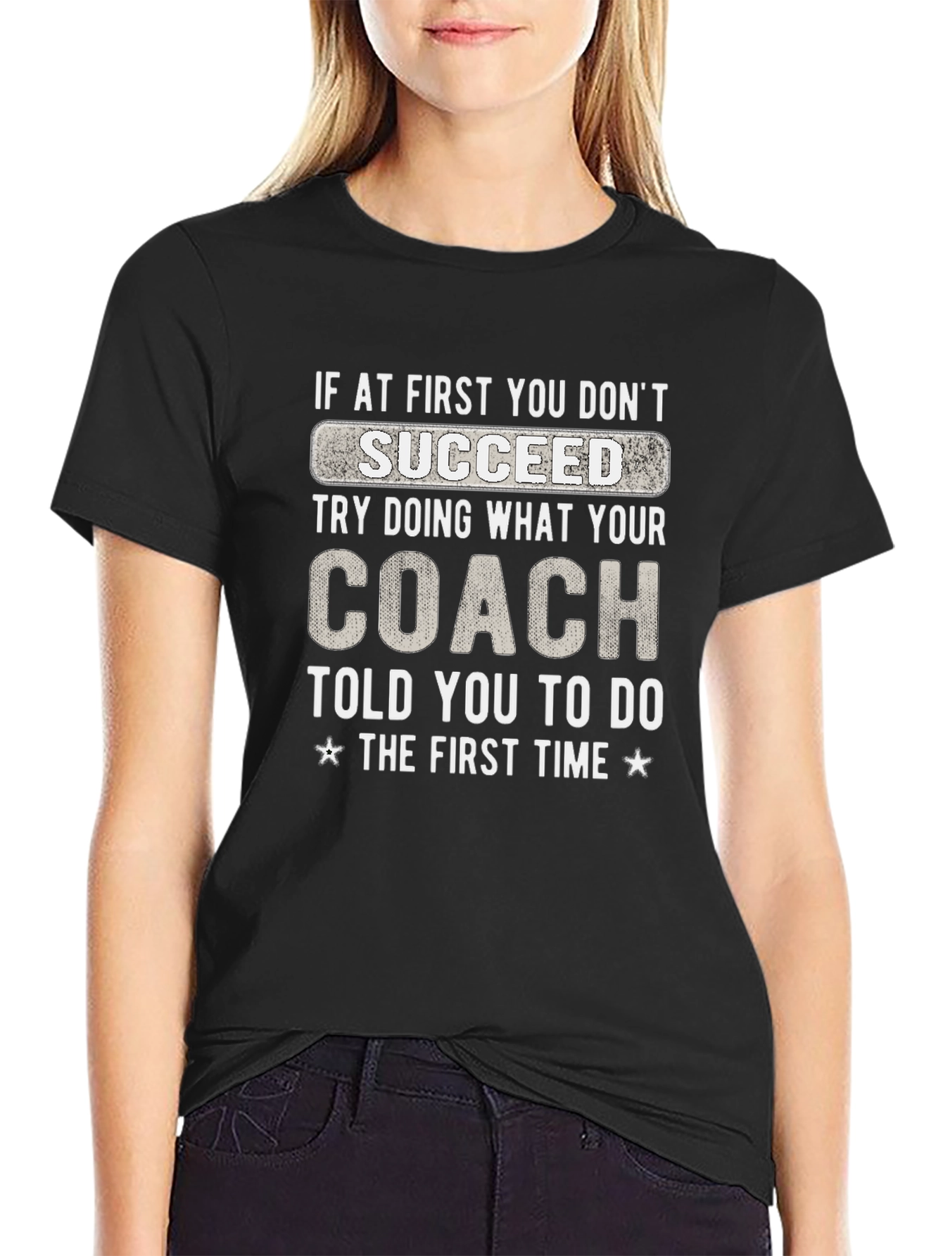 Black Funny Coach T-Shirt: If At First You Don't Succeed view 2