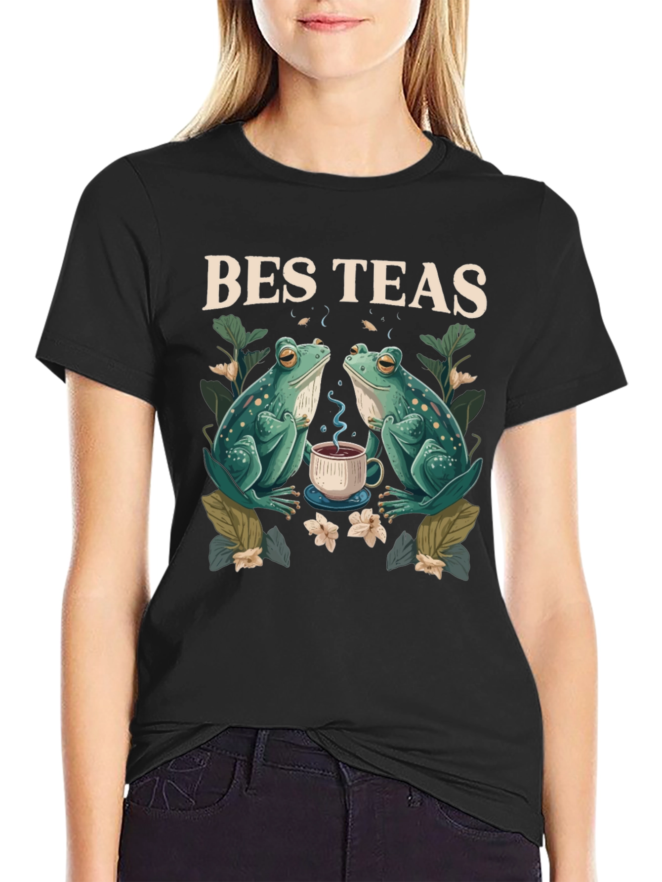 Black Bes Teas T-Shirt - Frog Tea Party view 2