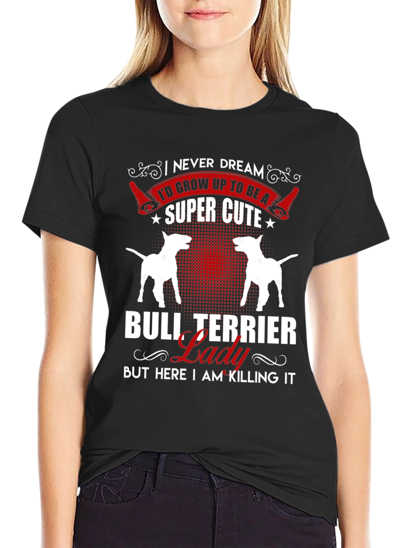 Black Bull Terrier Lady T-Shirt view 2