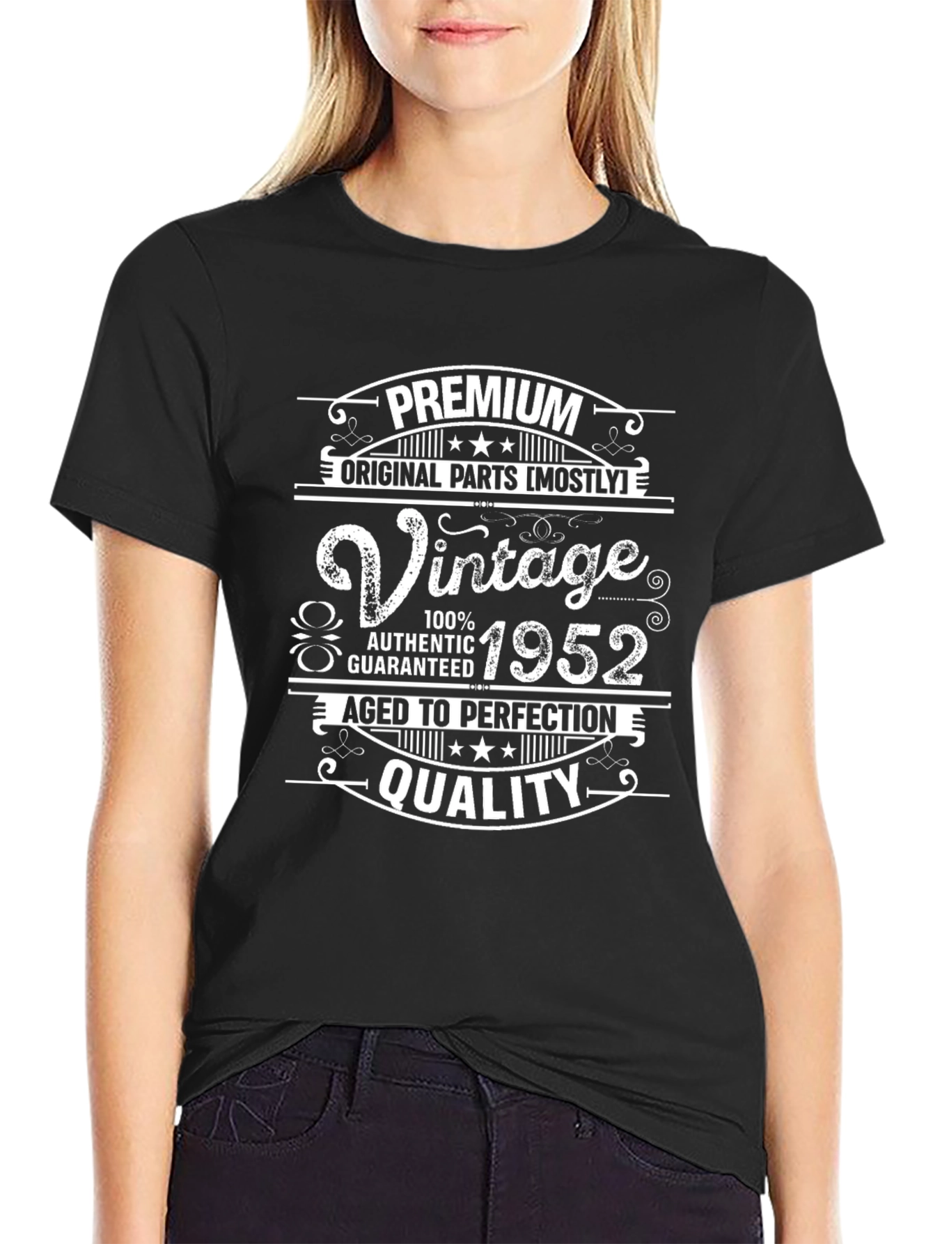 Black Vintage 1952 Premium Quality T-Shirt view 2