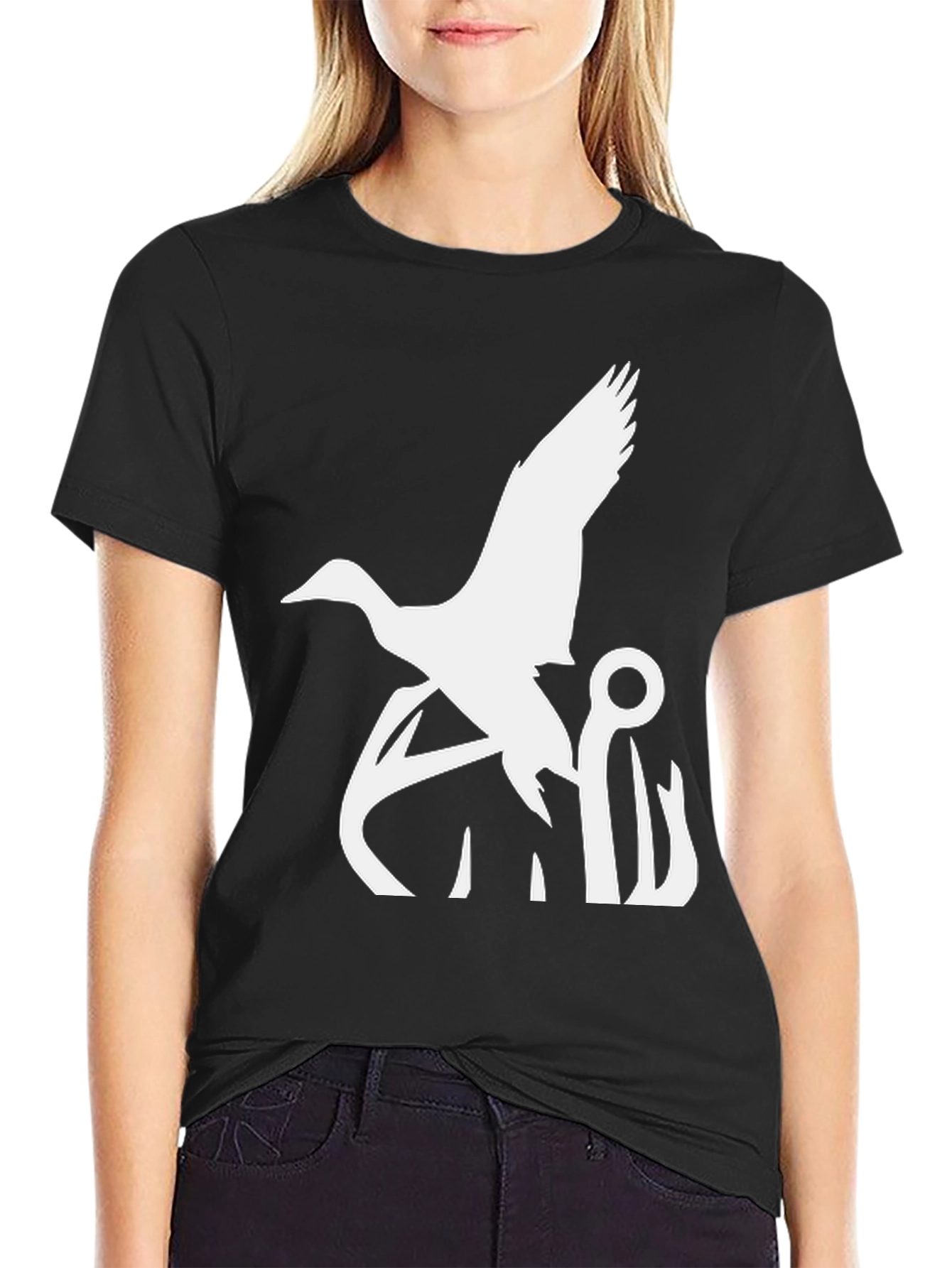 Black Duck and Hook Graphic Tee - Black Cotton Blend view 2