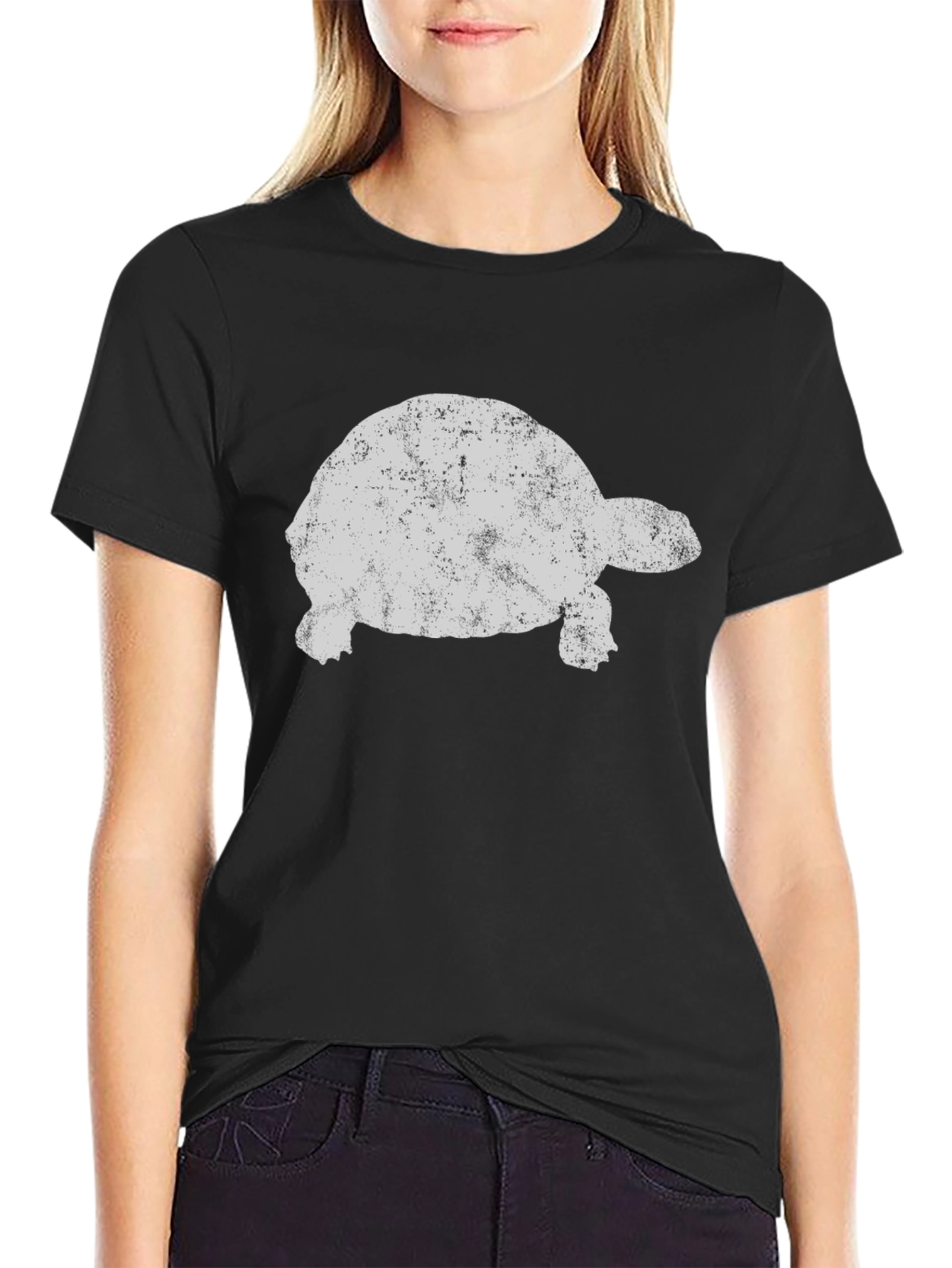 Black Cool Tortoise Graphic Tee - Black Cotton T-Shirt view 2