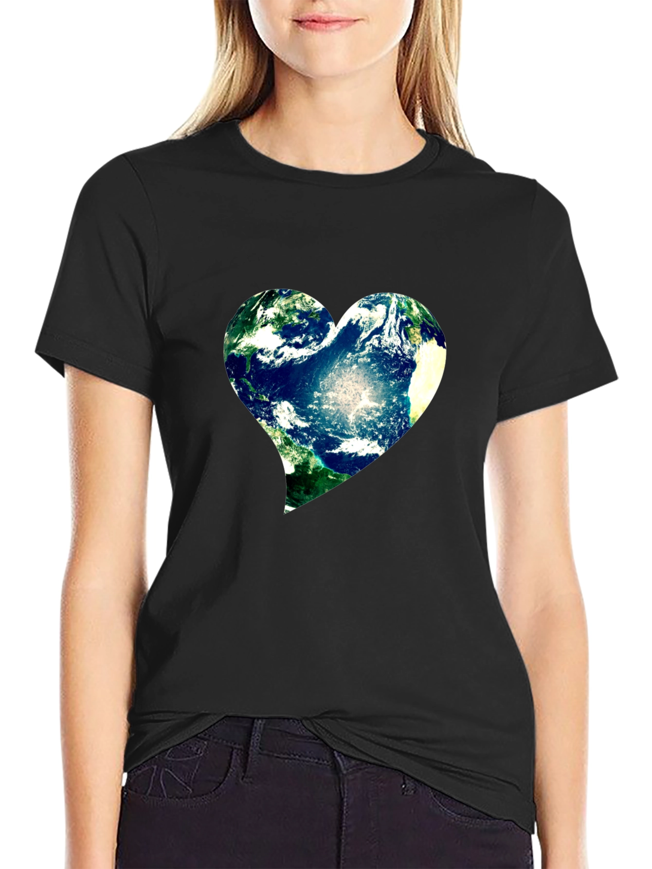 Black Earth Heart Tee - Show Your Love for the Planet! view 2