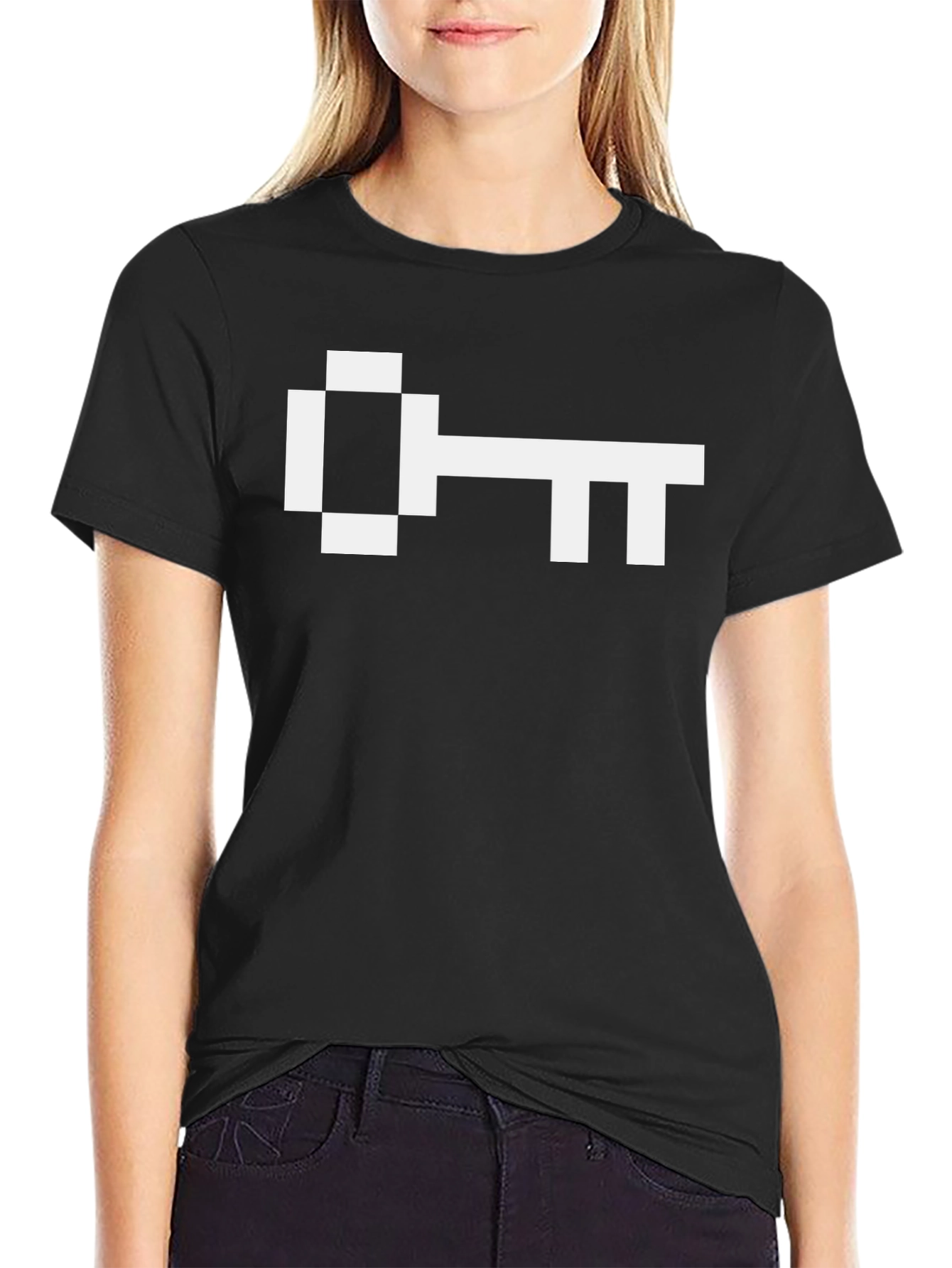 Black Pixel Key Graphic Tee - Unlock Your Style! view 2