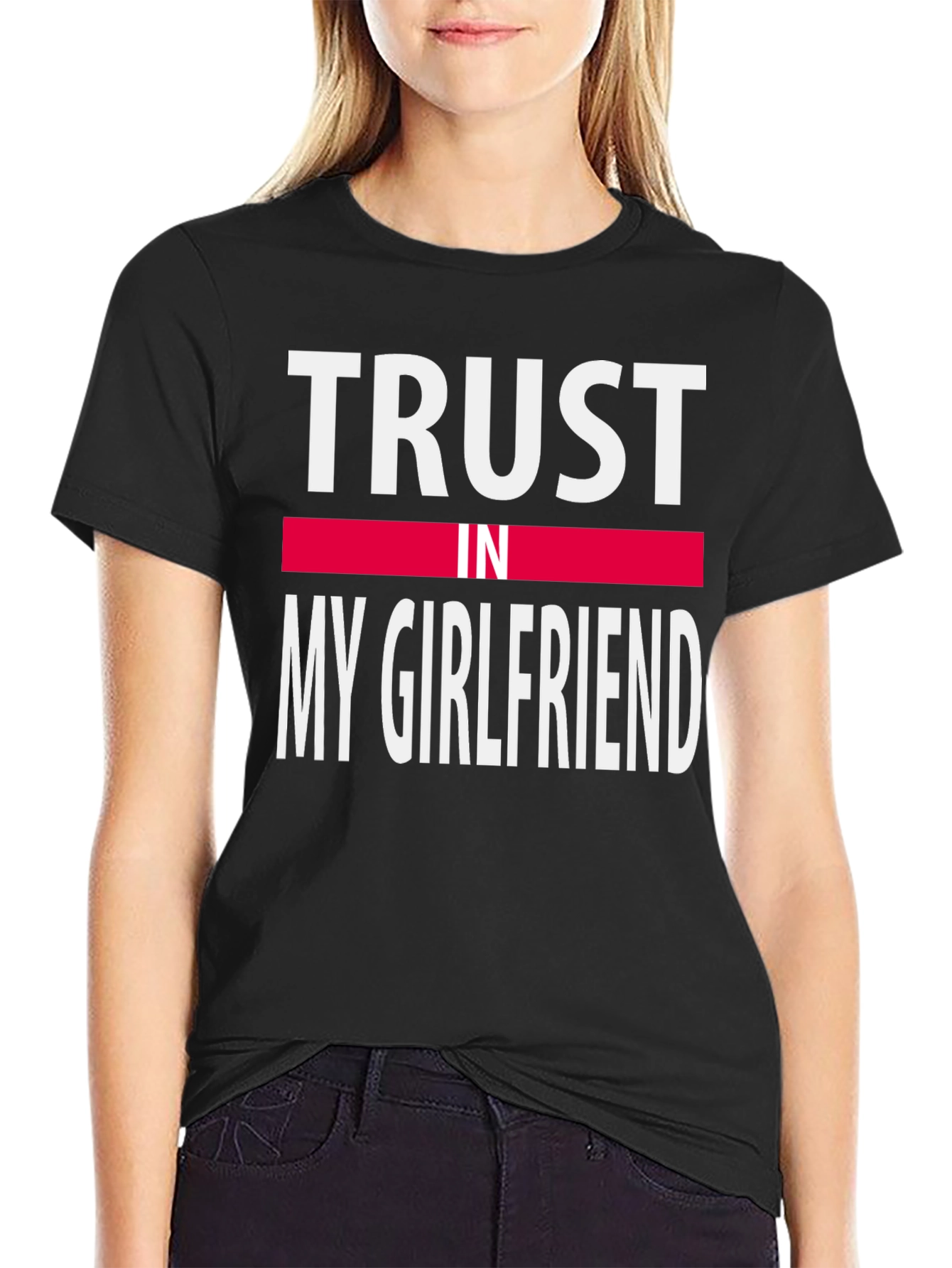 Black Trust In My Girlfriend T-Shirt - Funny Couple Tee view 2