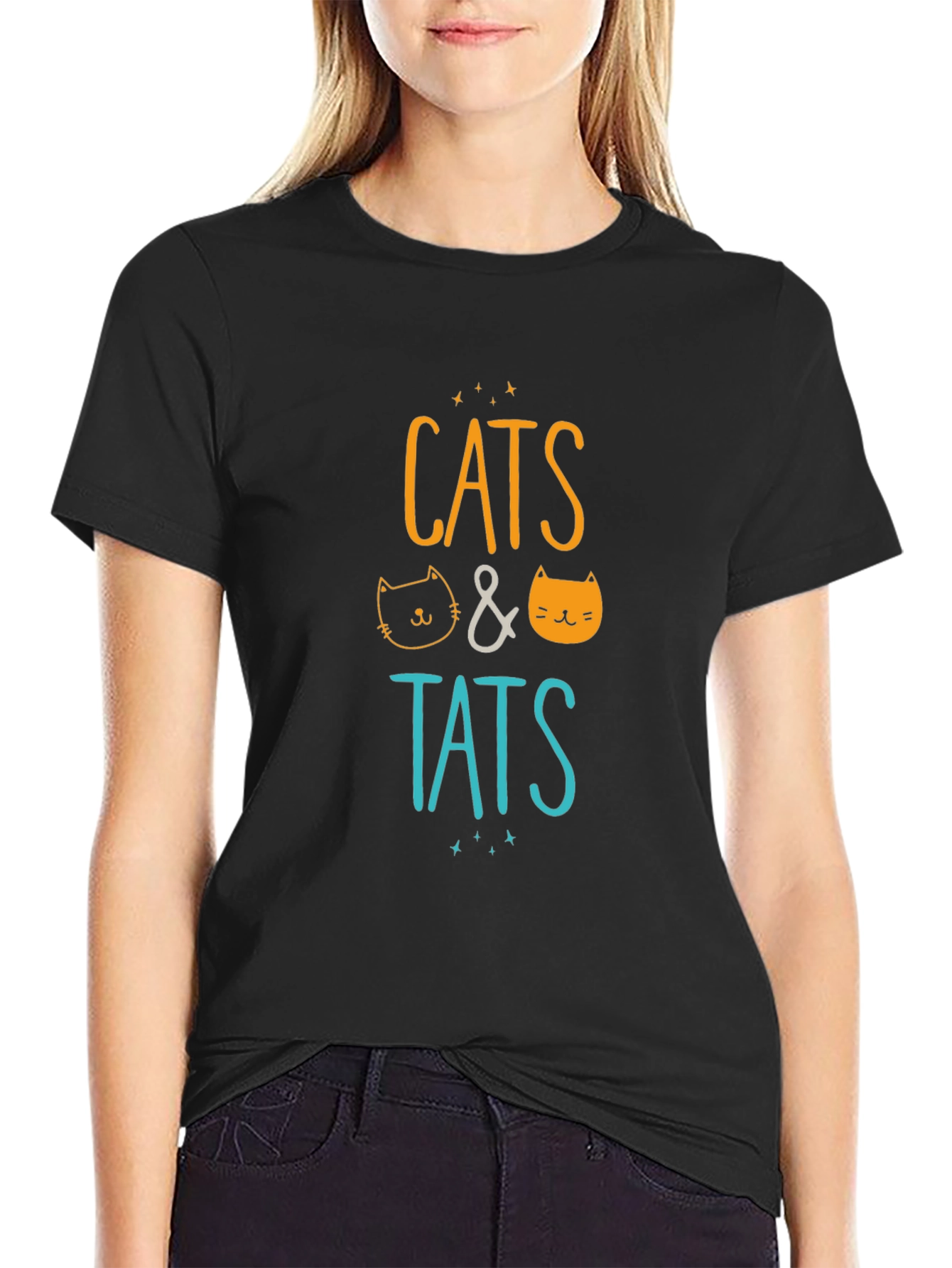 Black Cats & Tats Graphic T-Shirt view 2