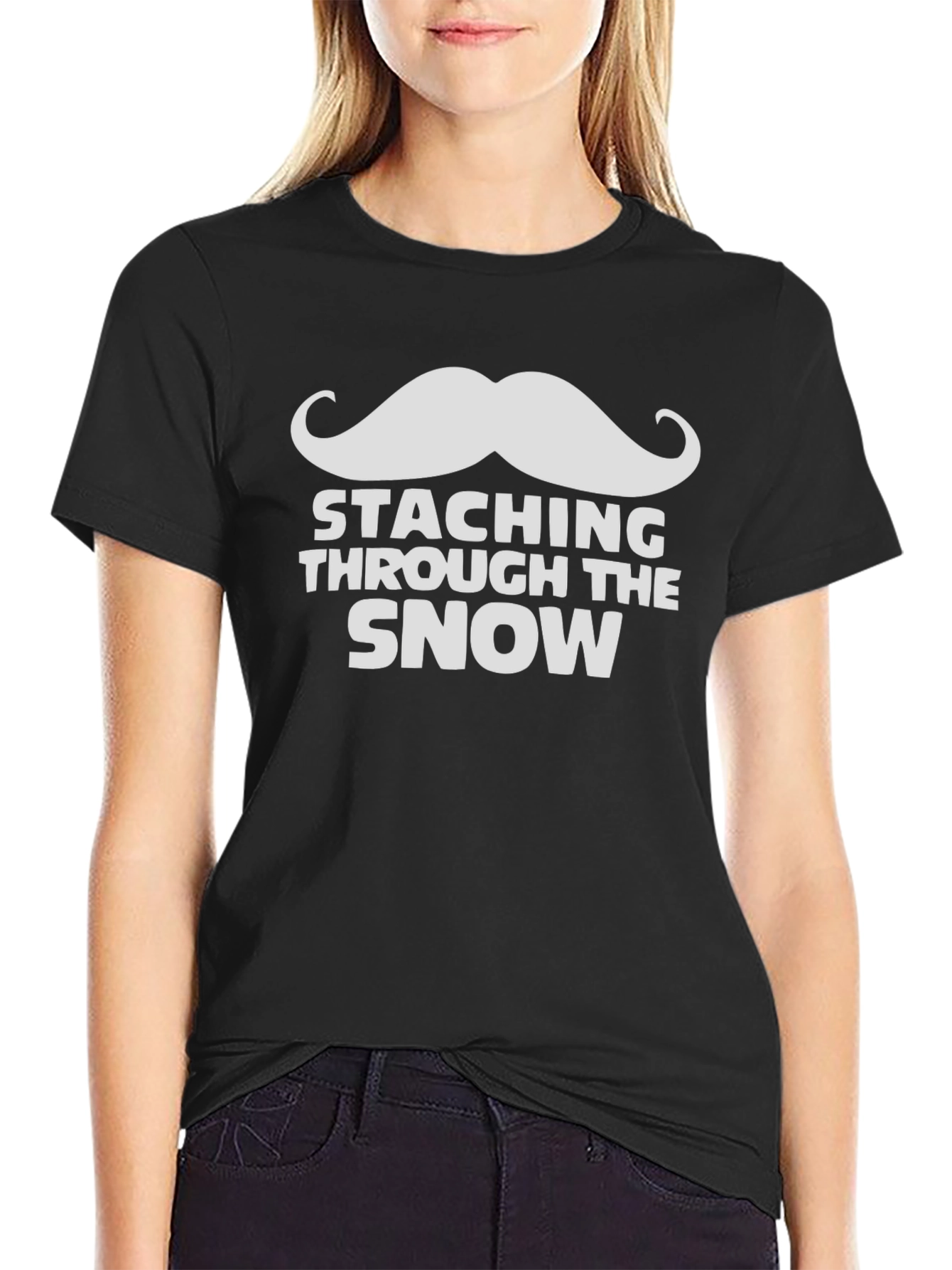 Black Staching Through The Snow T-Shirt view 2