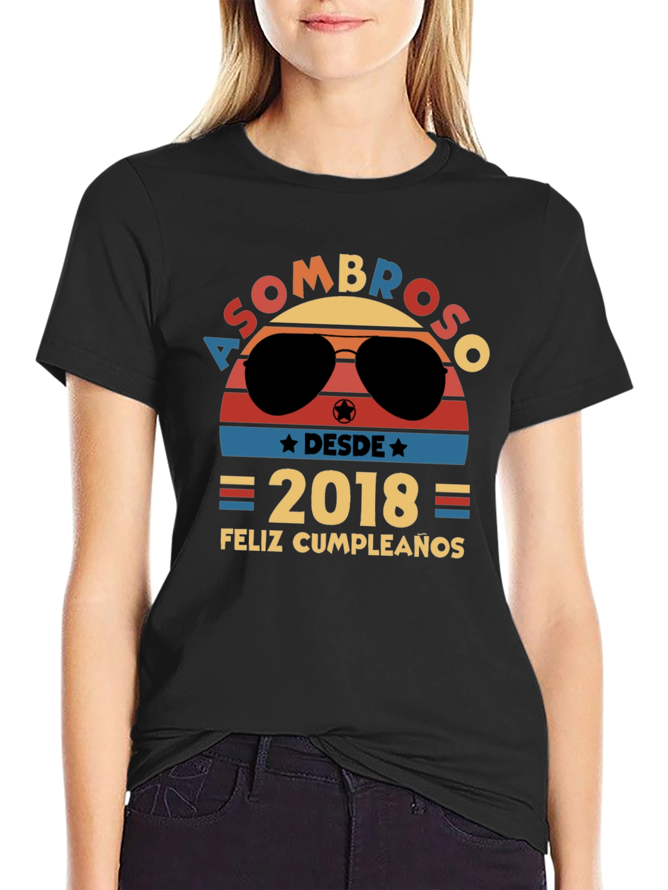 Black Asombroso Desde 2018 Feliz Cumpleaños Graphic Tee view 2