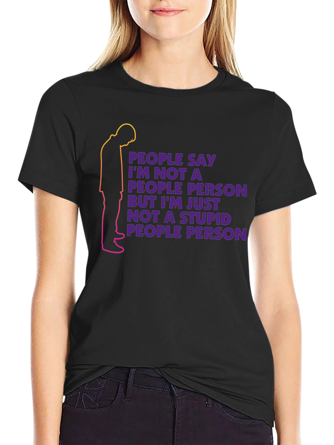 Black Introvert T-Shirt - People Person Quote view 2