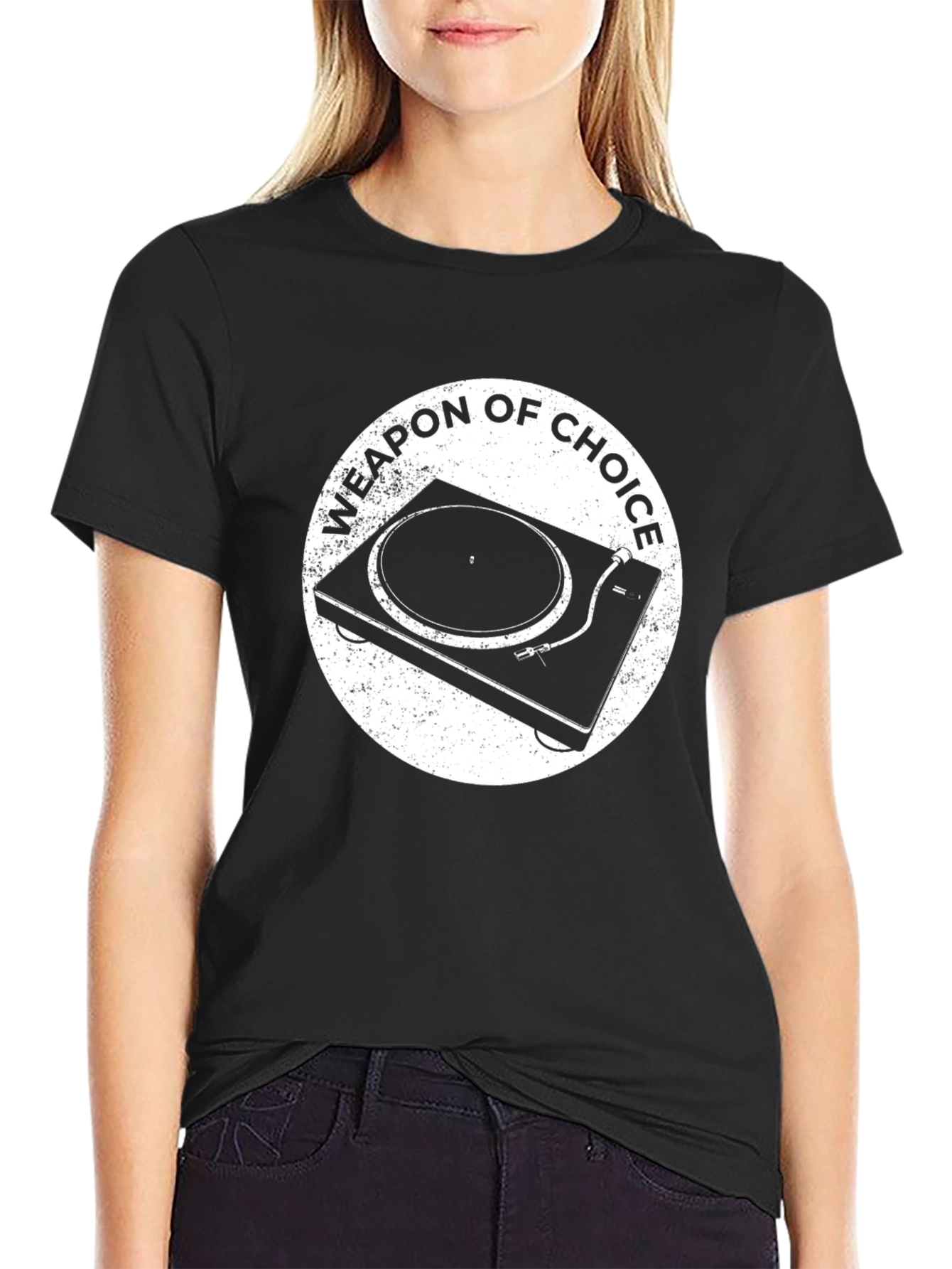 Black Weapon of Choice Turntable T-Shirt view 2