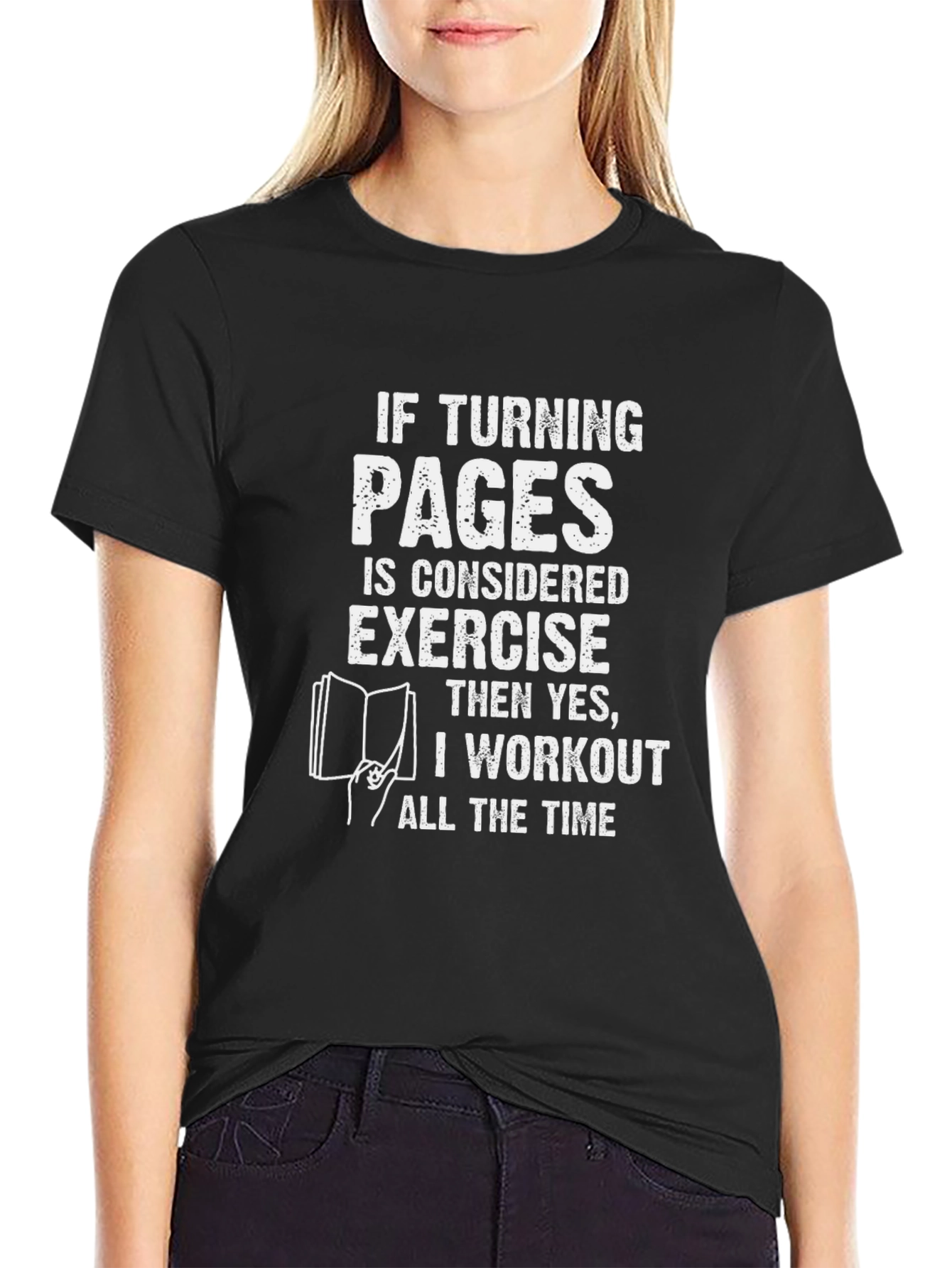 Black Funny Book Lover Workout T-Shirt view 2