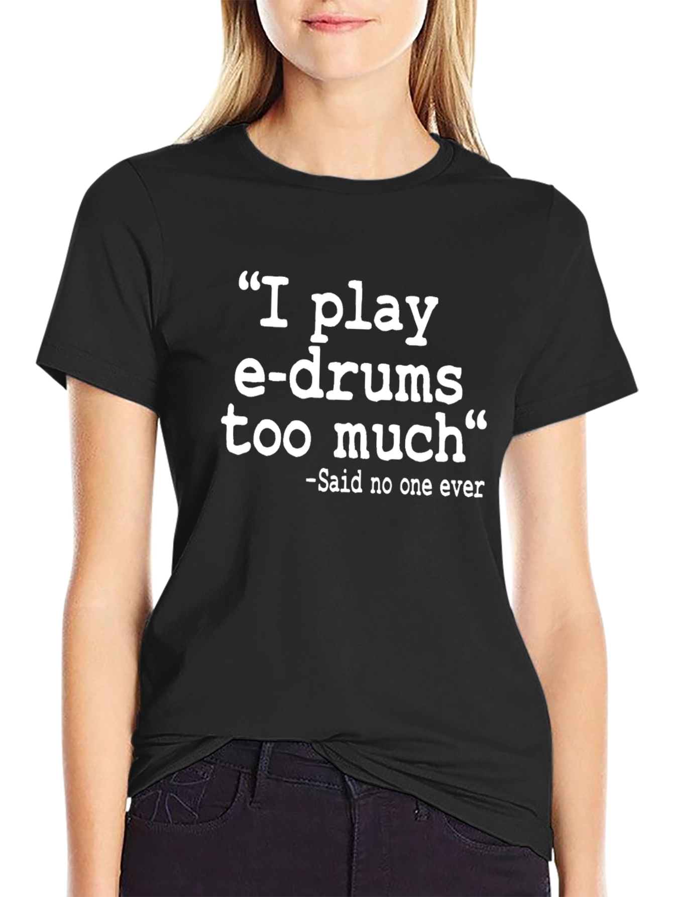 Black I Play E-Drums Funny Graphic Tee view 2