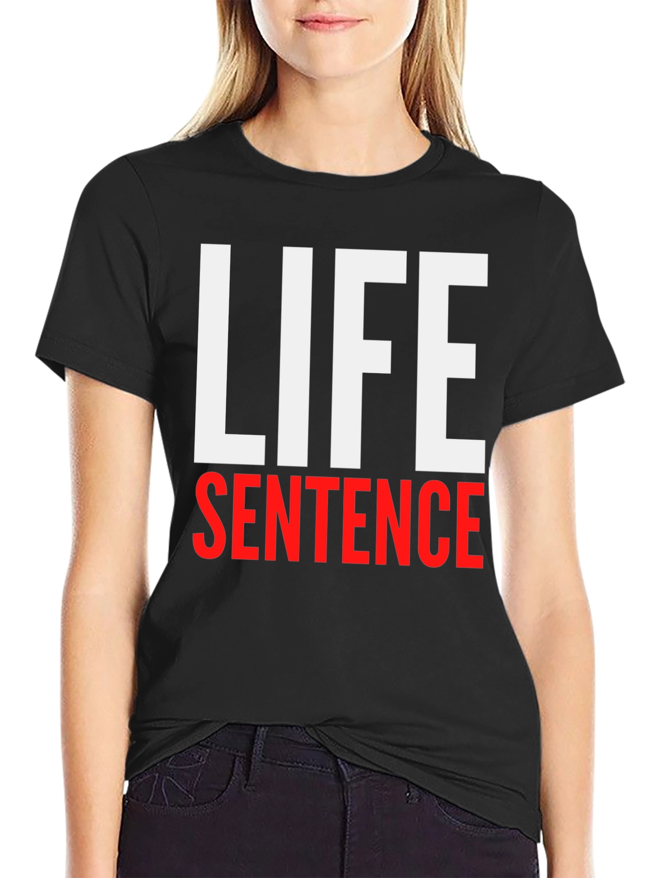 Black Life Sentence Graphic Print Black T-Shirt view 2