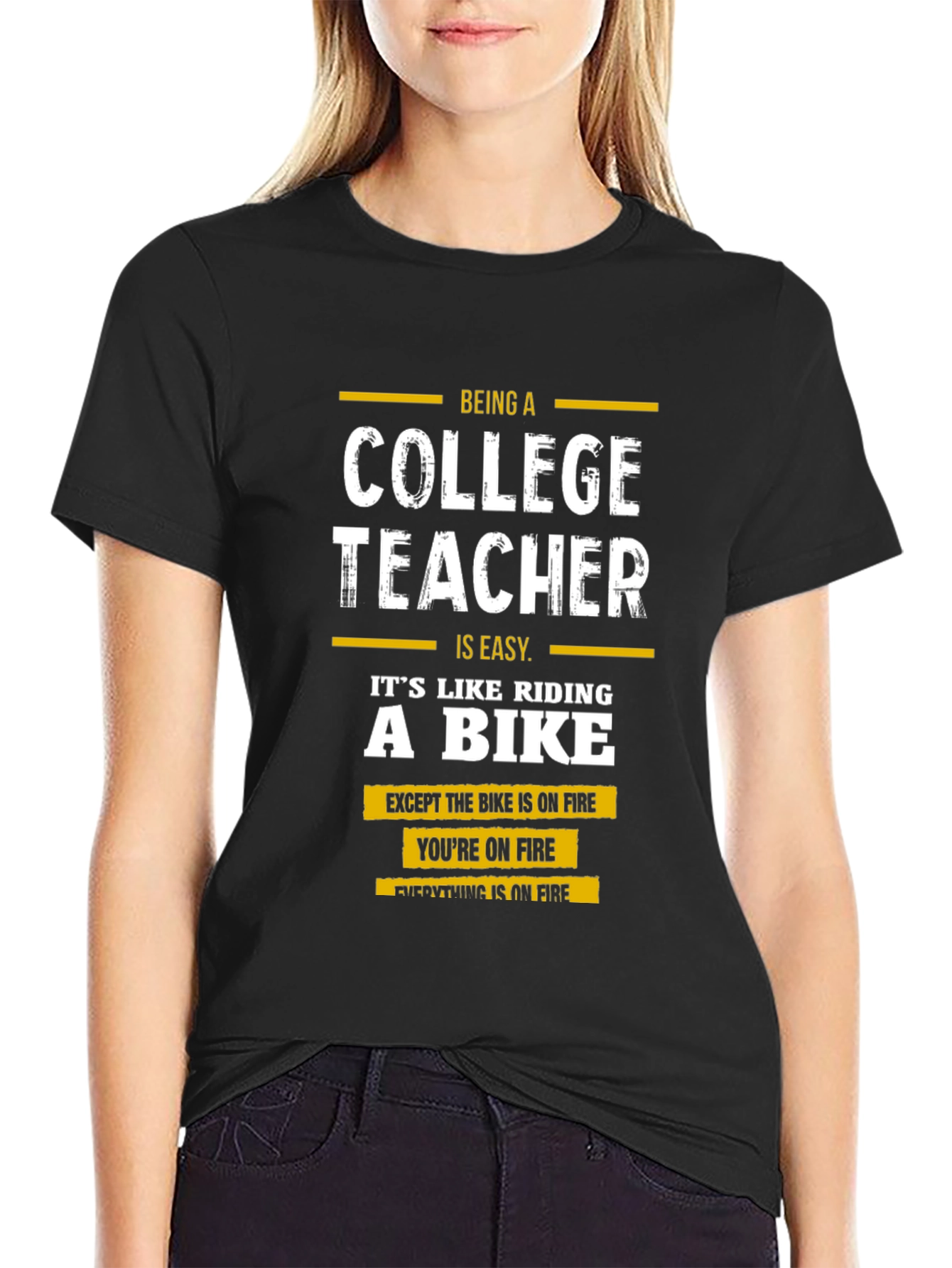 Black College Teacher On Fire Graphic T-Shirt view 2