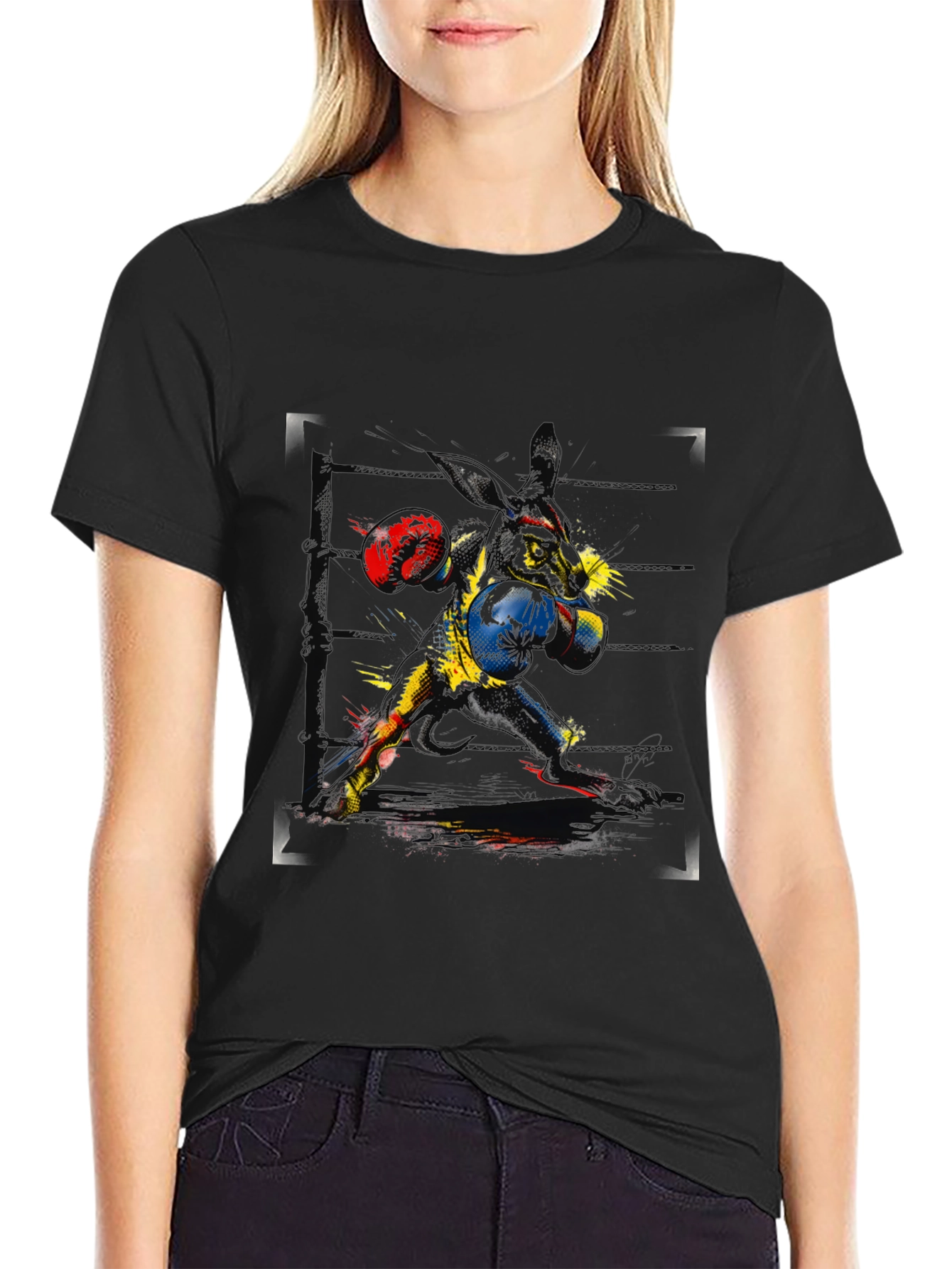 Black Boxing Rabbit Graphic Tee view 2