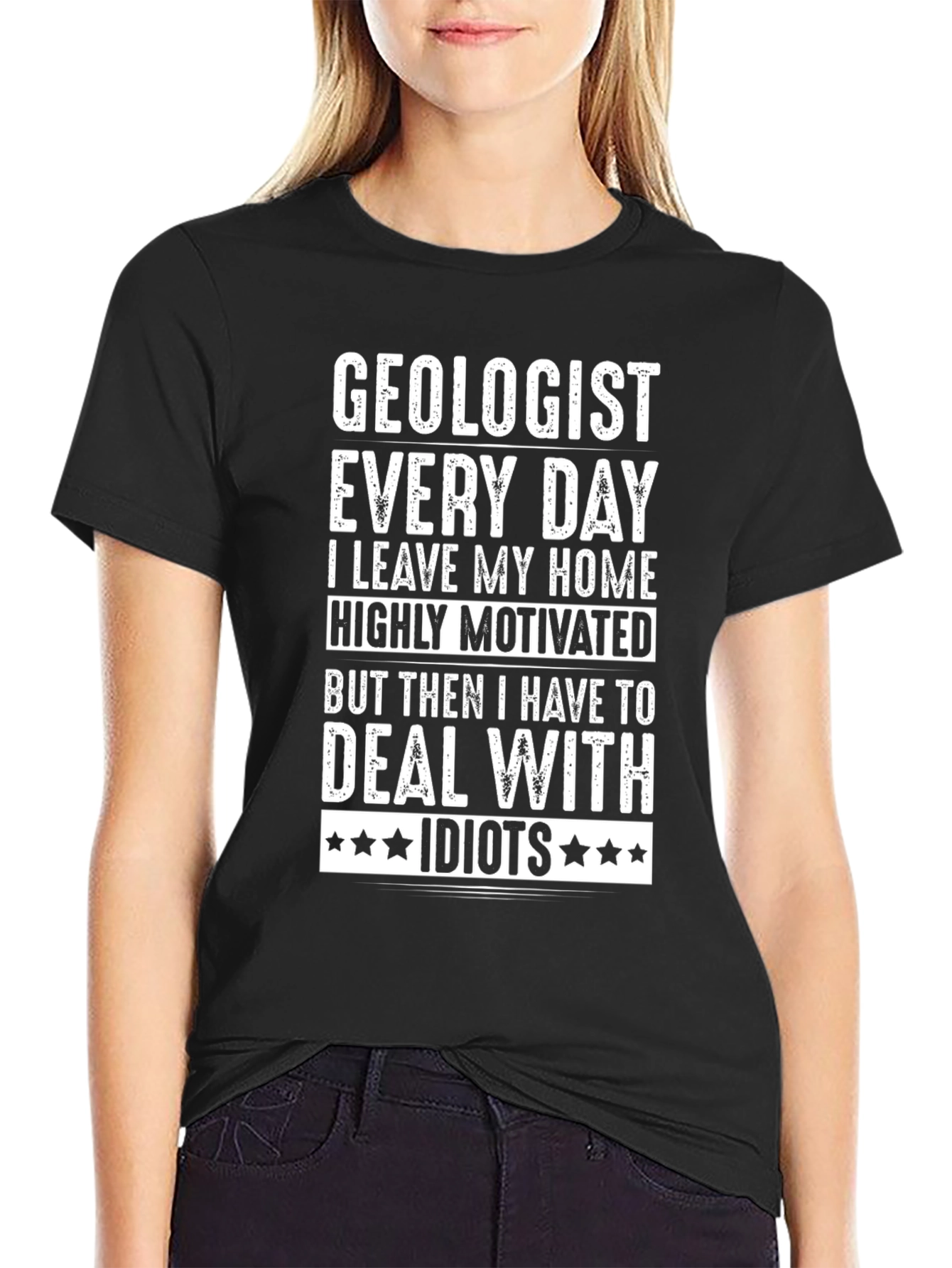 Black Geologist Idiots T-Shirt - Funny Geologist Tee view 2