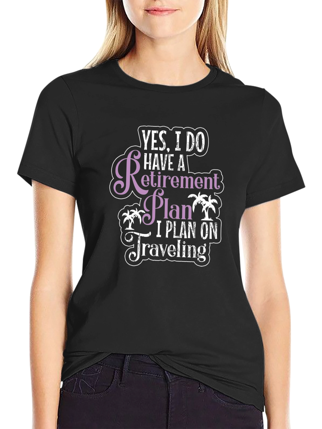 Black Retirement Plan Travel T-Shirt - Black view 2
