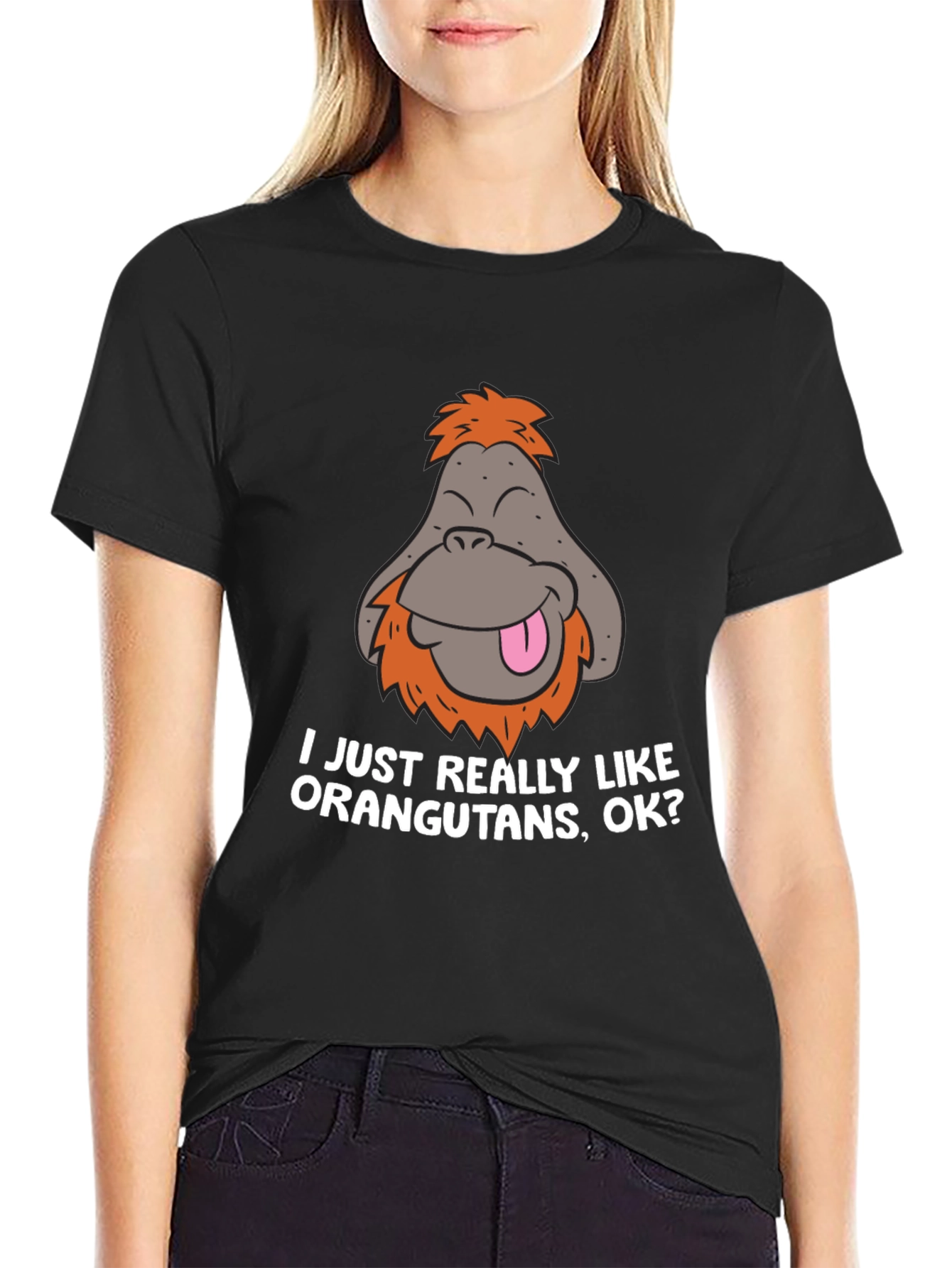 Black Funny Orangutan T-Shirt - I Just Really Like Orangutans, OK? view 2