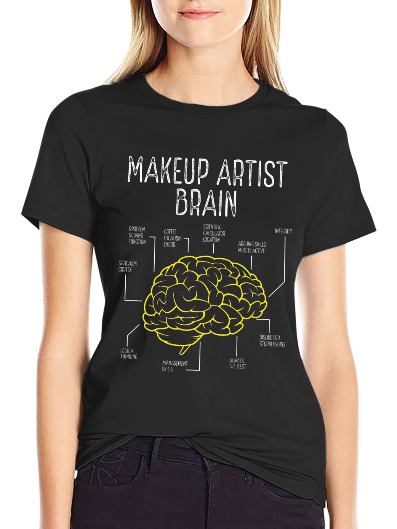 Black Makeup Artist Brain T-Shirt Funny Gift view 2